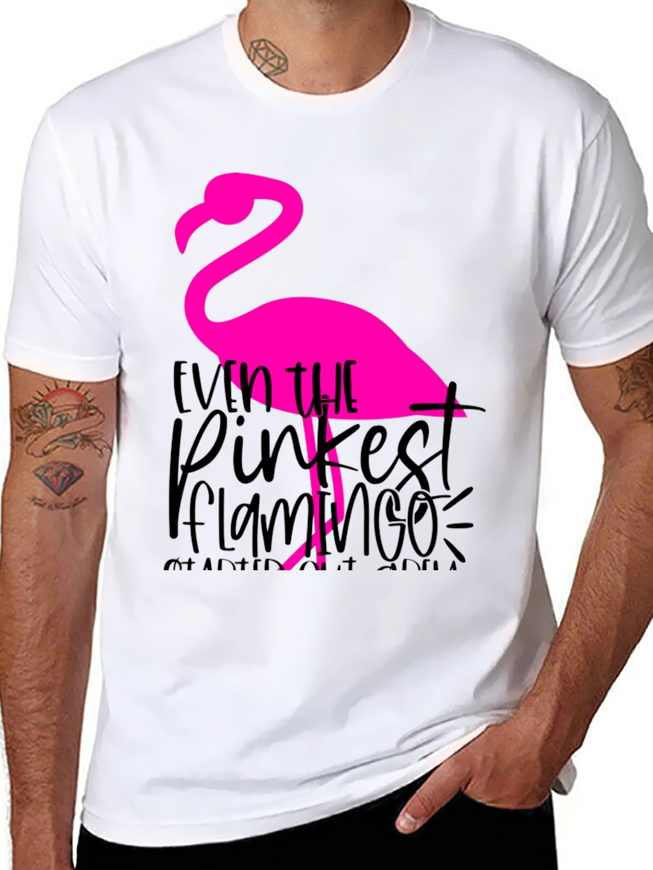 Pink Flamingo Graphic Tee - Fun Black Shirt