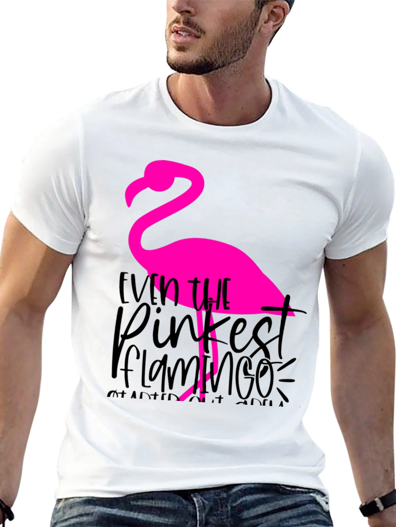 Pink Flamingo Graphic Tee - Fun Black Shirt