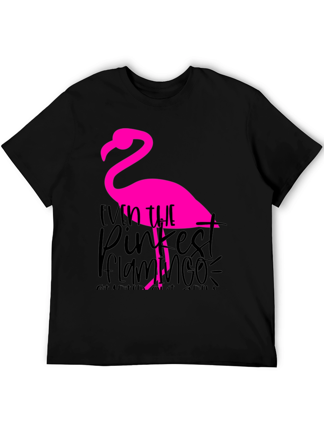 Pink Flamingo Graphic Tee - Fun Black Shirt