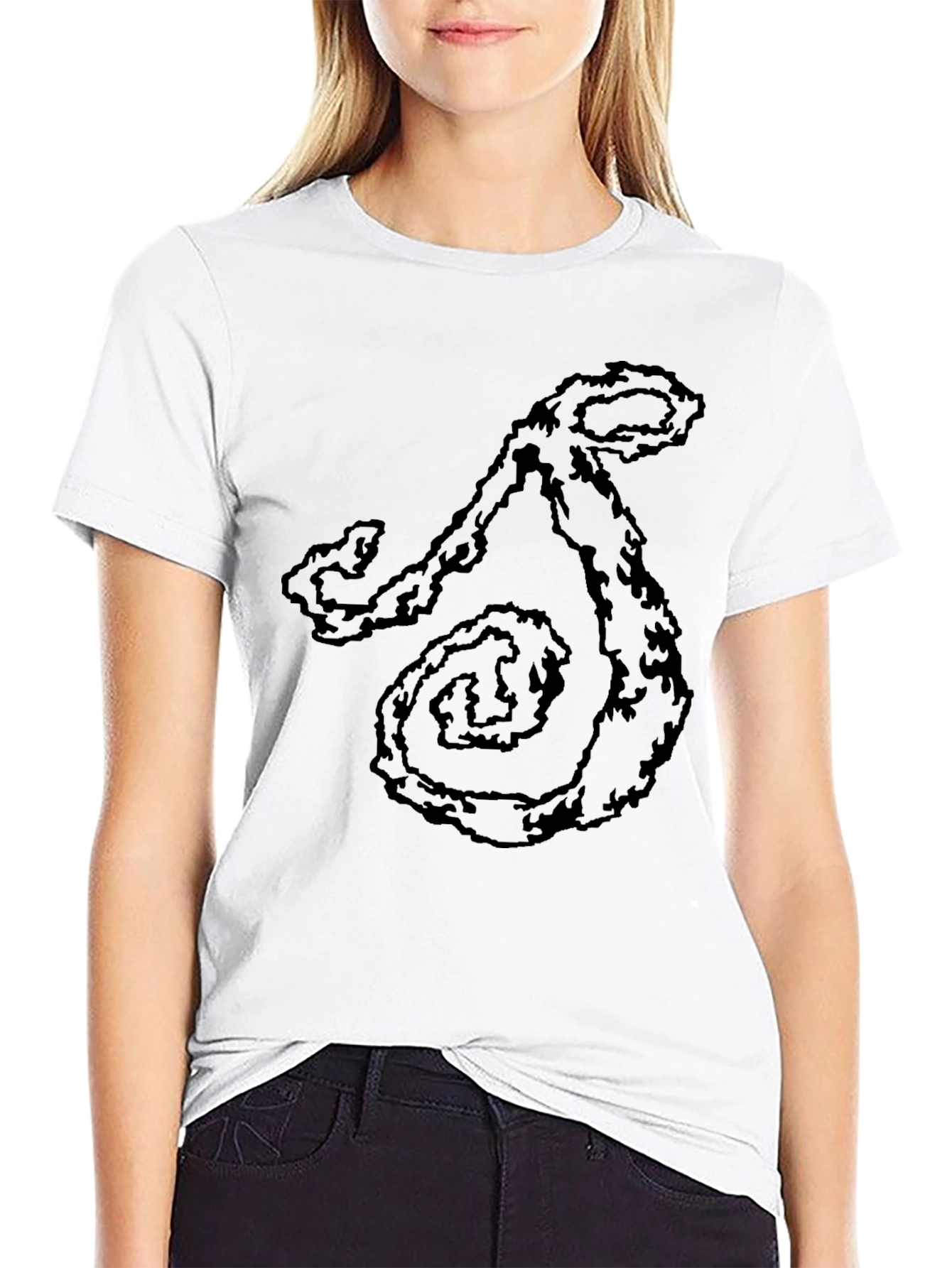 Mens Black T-Shirt with Abstract Swirl Design