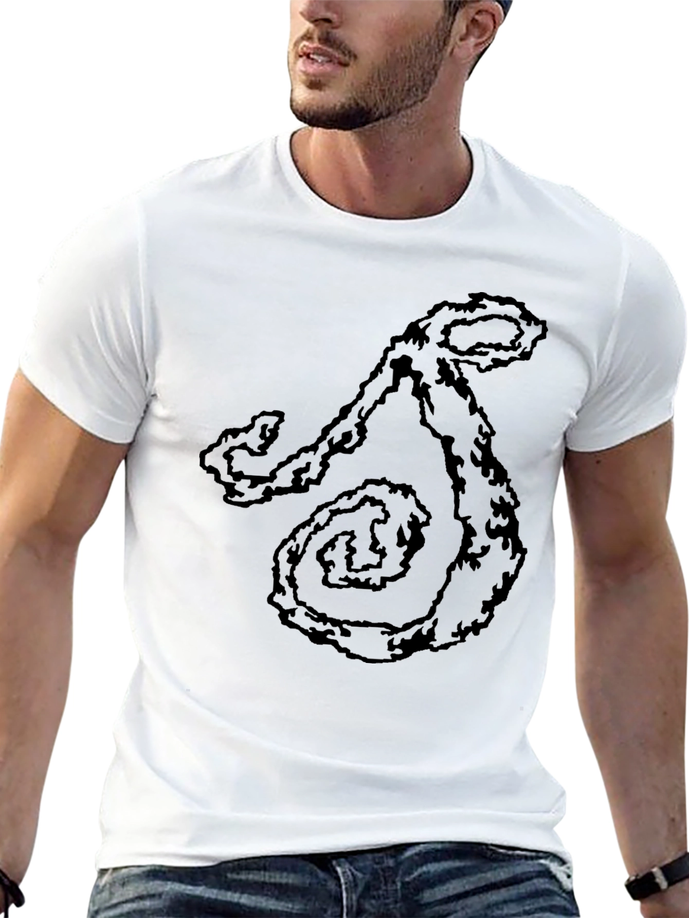 Mens Black T-Shirt with Abstract Swirl Design