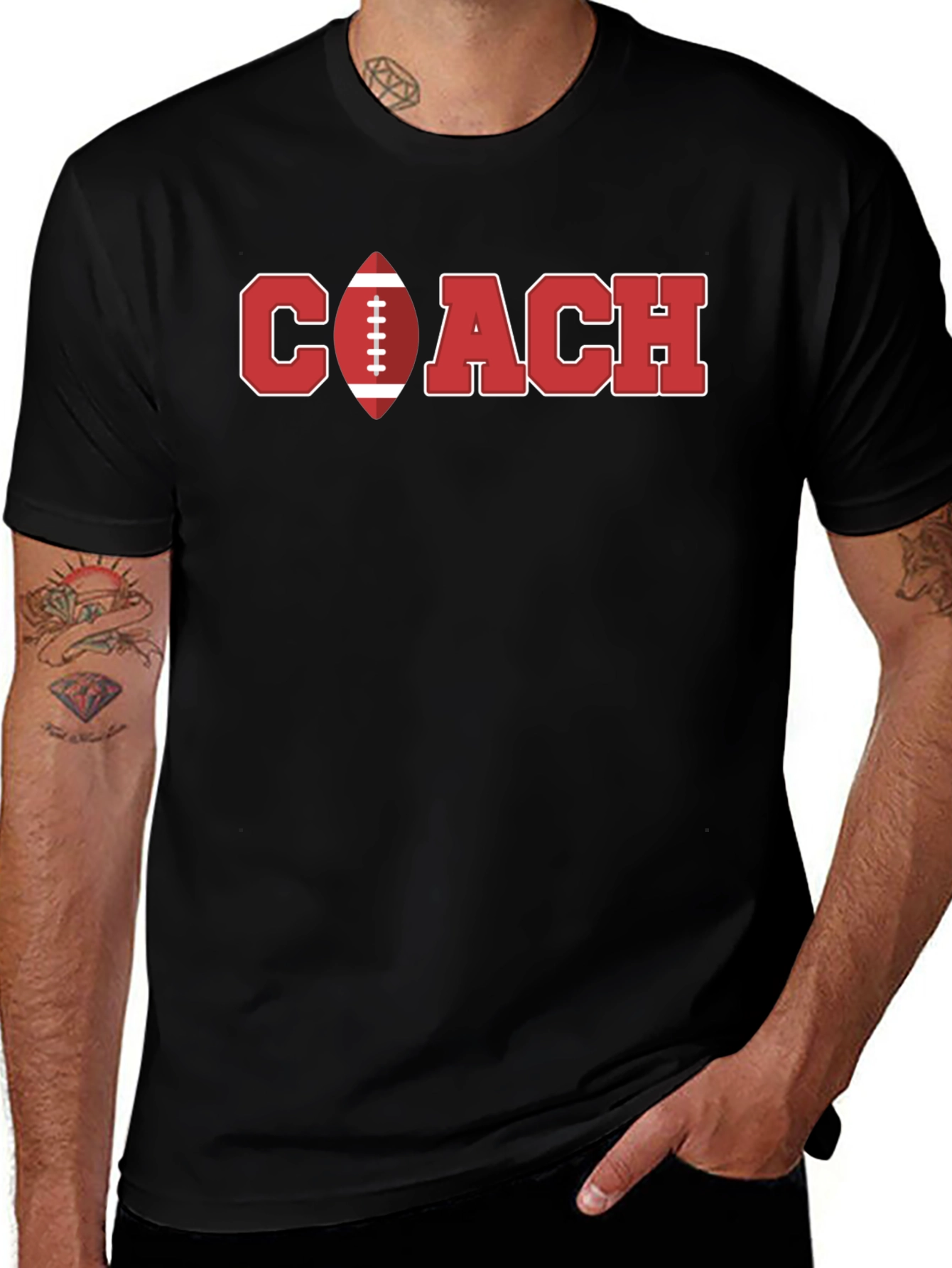 Football Coach Graphic T-Shirt - Black