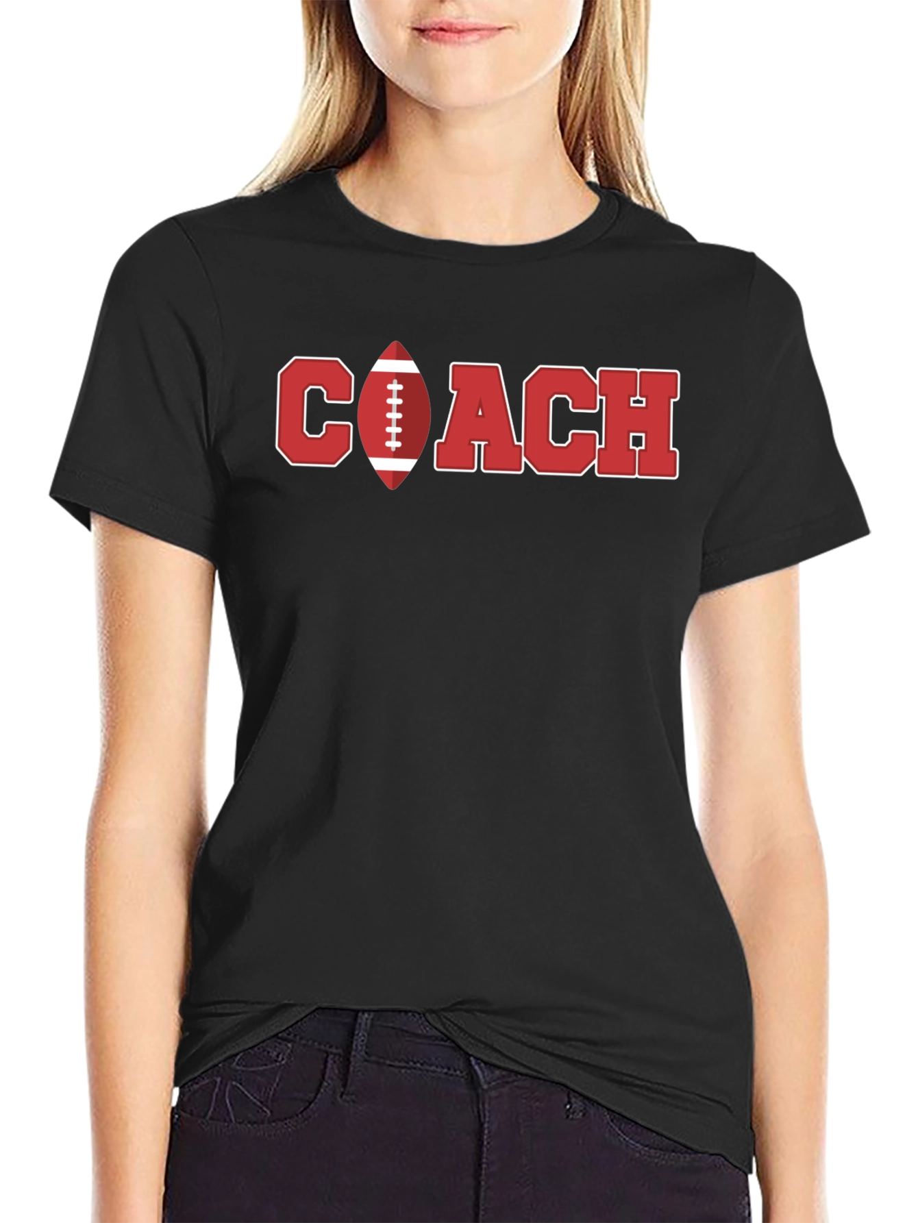 Football Coach Graphic T-Shirt - Black