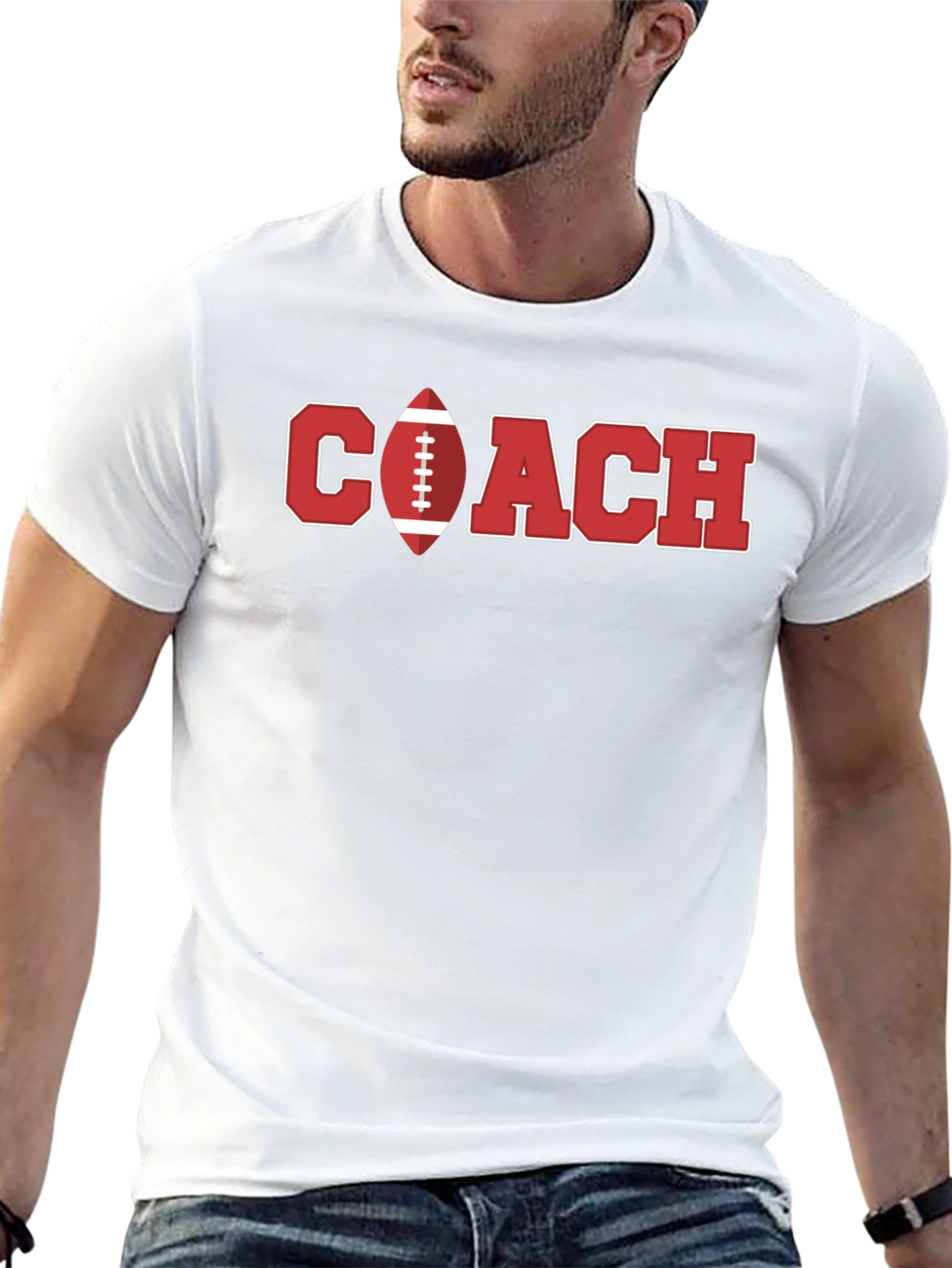 Football Coach Graphic T-Shirt - Black