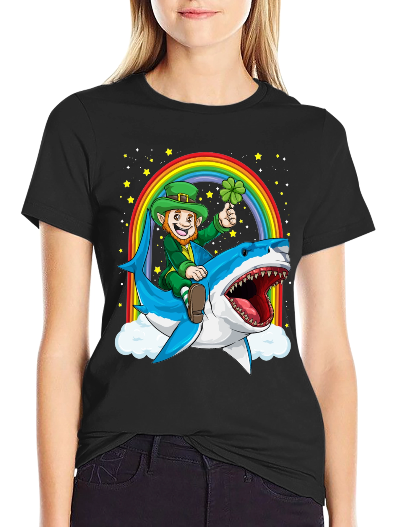 Leprechaun Shark Rainbow T-Shirt - St. Patricks Day Tee