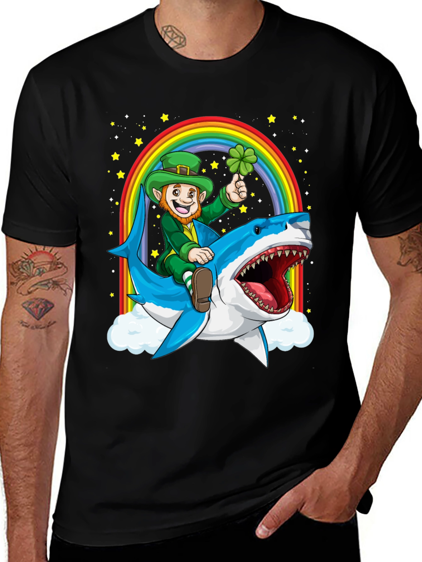 Leprechaun Shark Rainbow T-Shirt - St. Patricks Day Tee