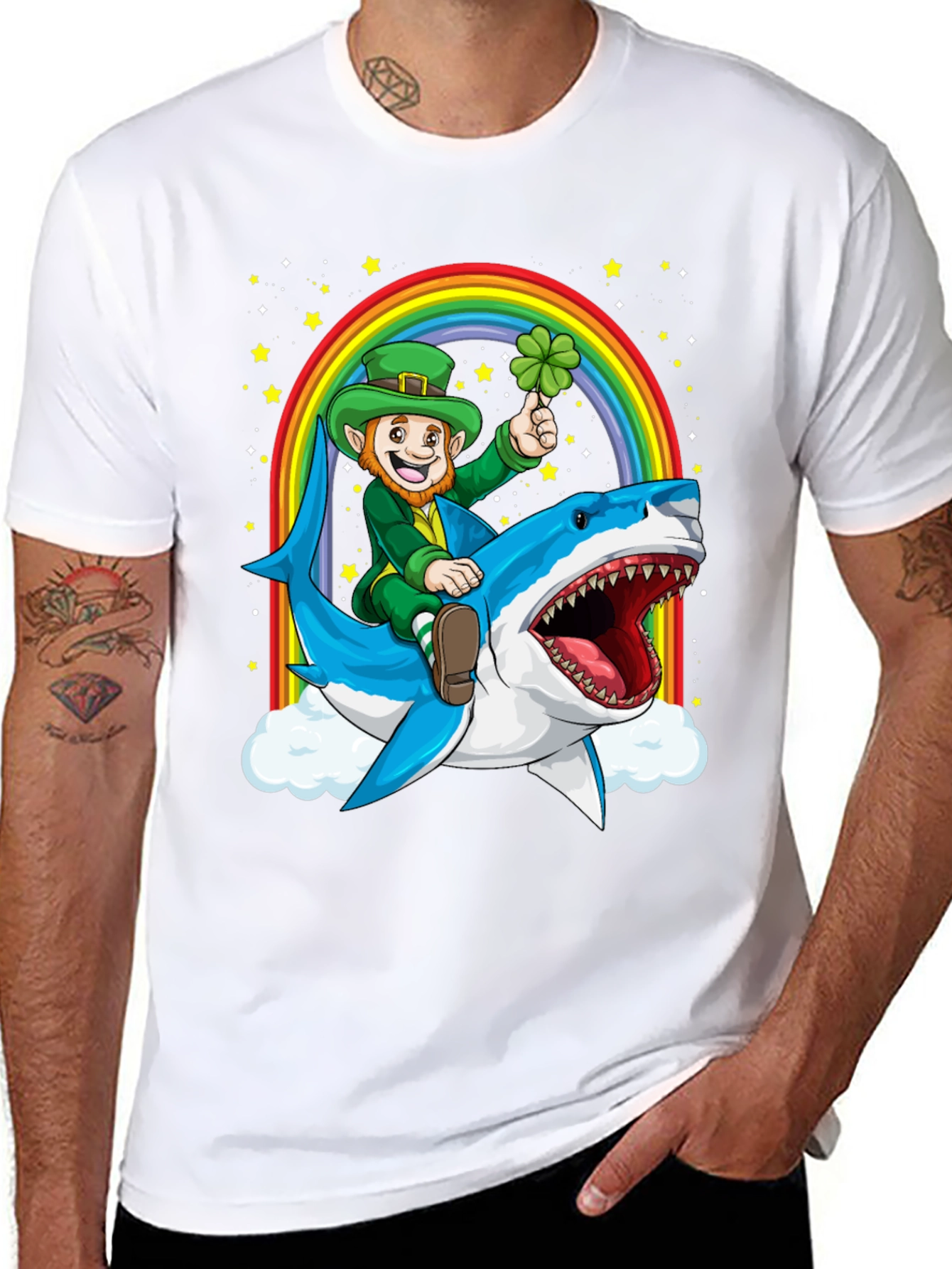 Leprechaun Shark Rainbow T-Shirt - St. Patricks Day Tee
