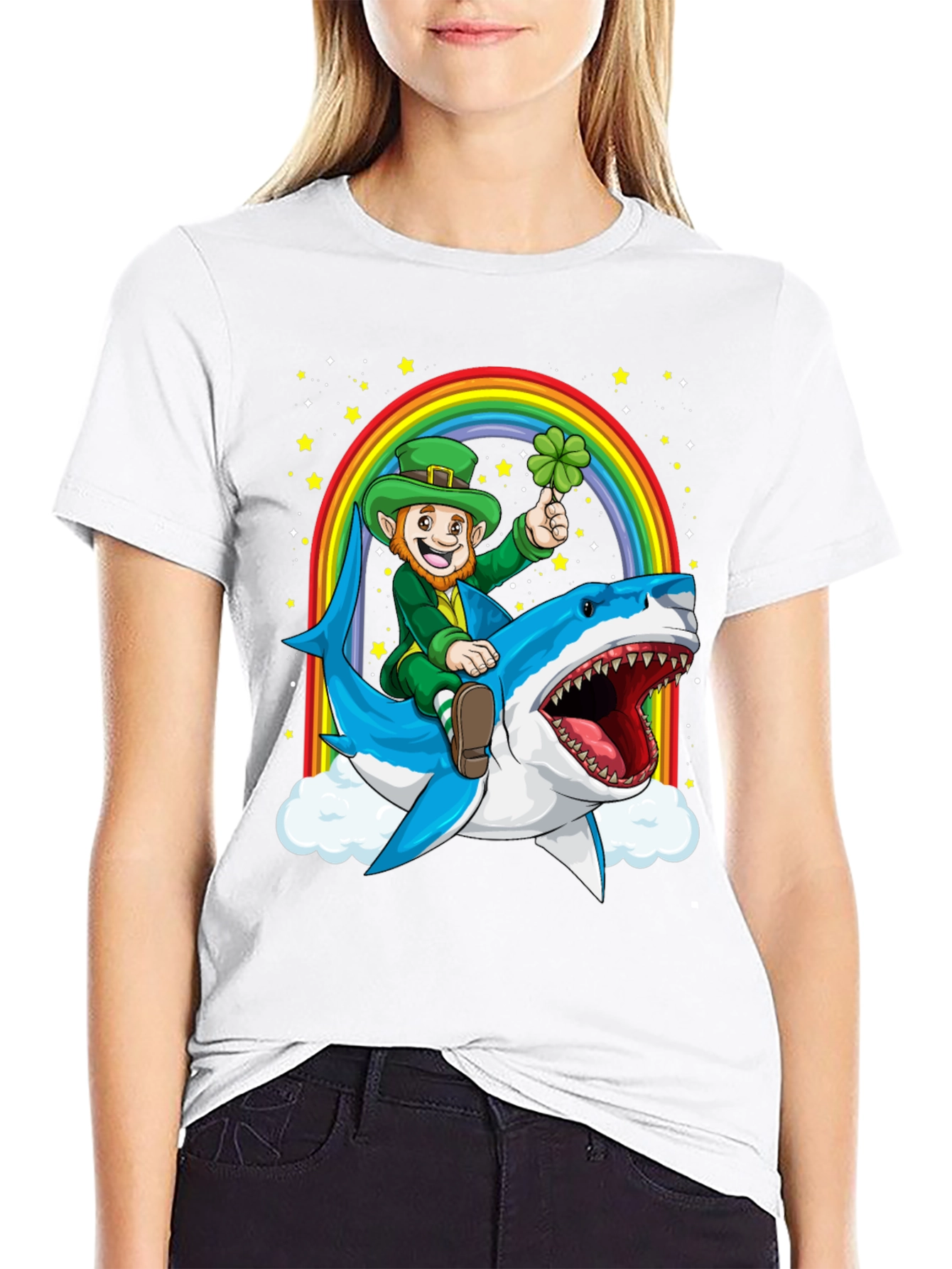Leprechaun Shark Rainbow T-Shirt - St. Patricks Day Tee