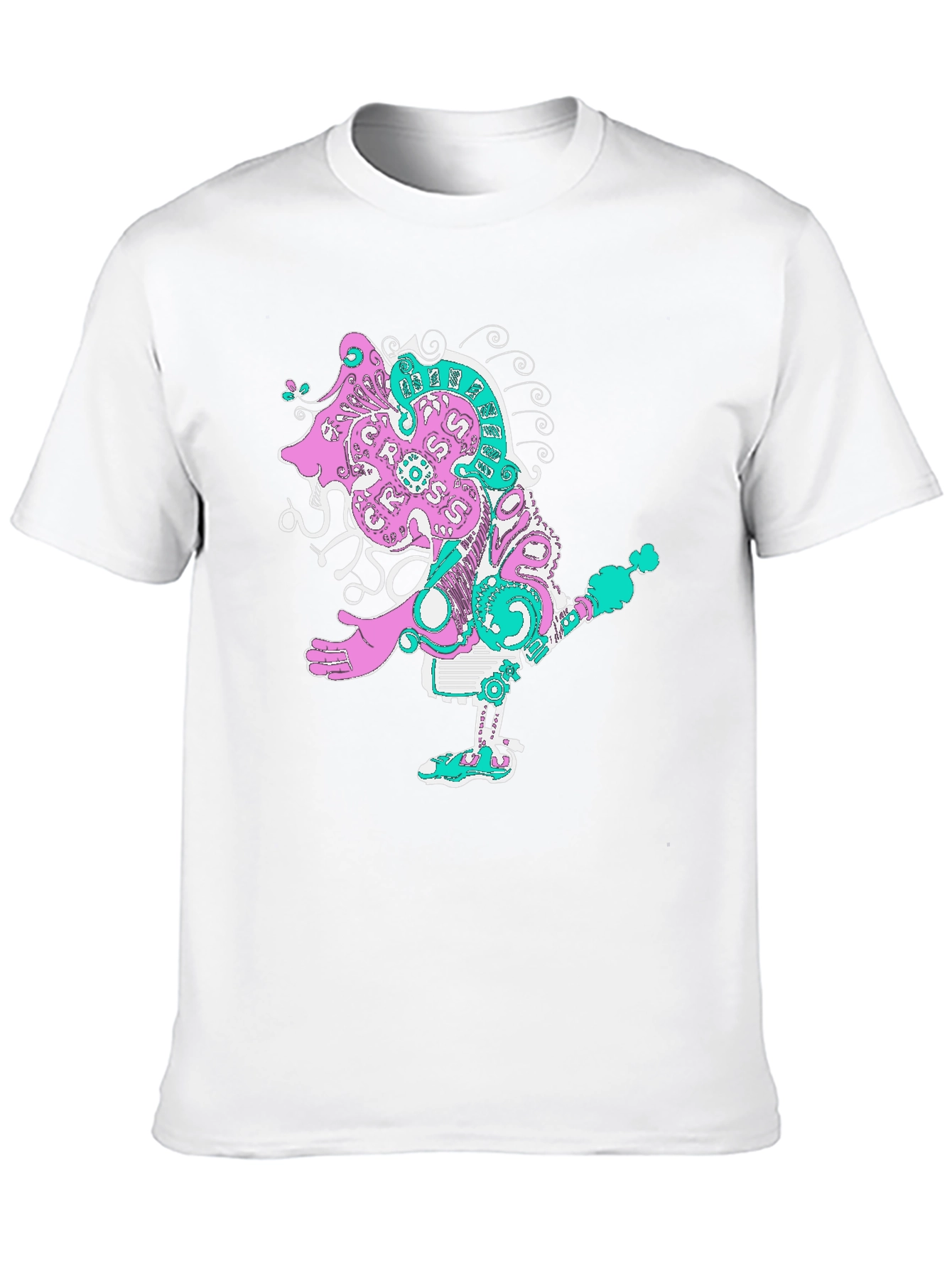 Abstract Character Graphic Tee - Unique Print