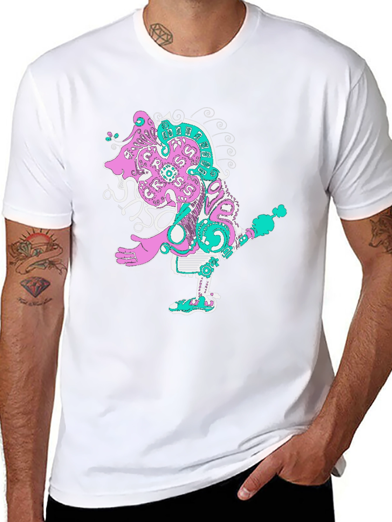 Abstract Character Graphic Tee - Unique Print