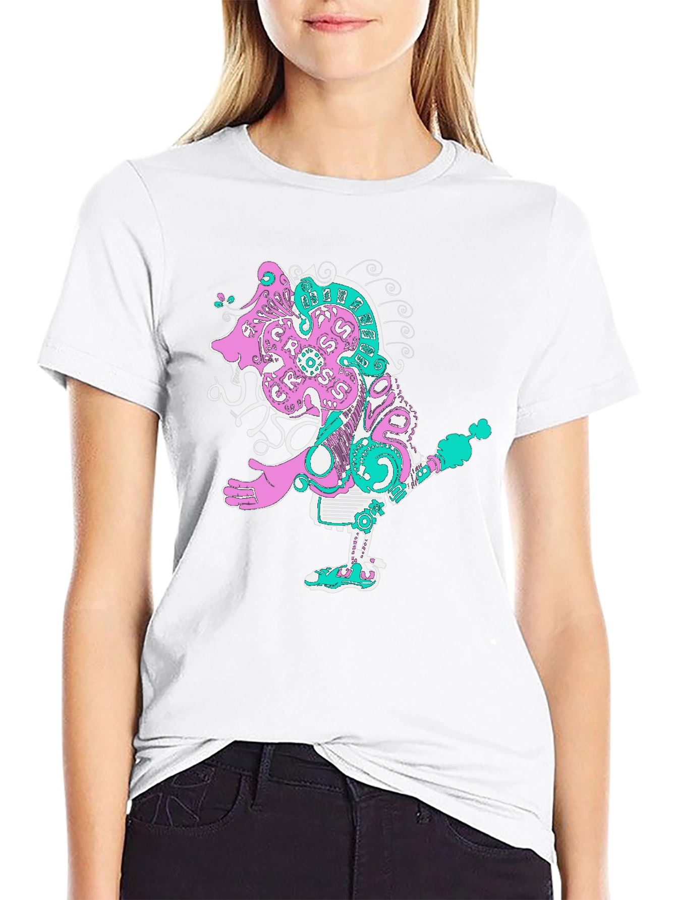 Abstract Character Graphic Tee - Unique Print