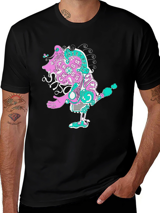 Abstract Character Graphic Tee - Unique Print