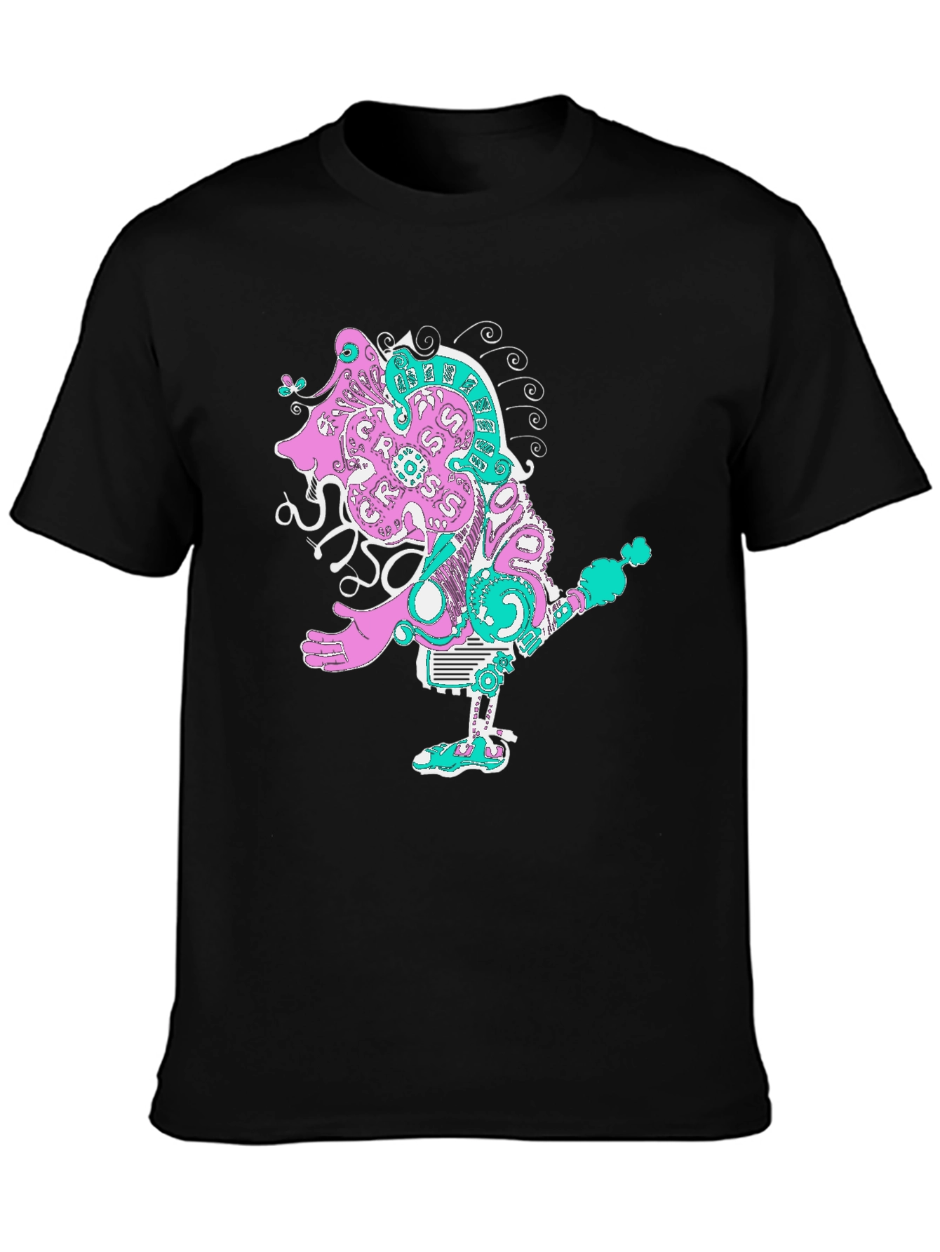 Abstract Character Graphic Tee - Unique Print