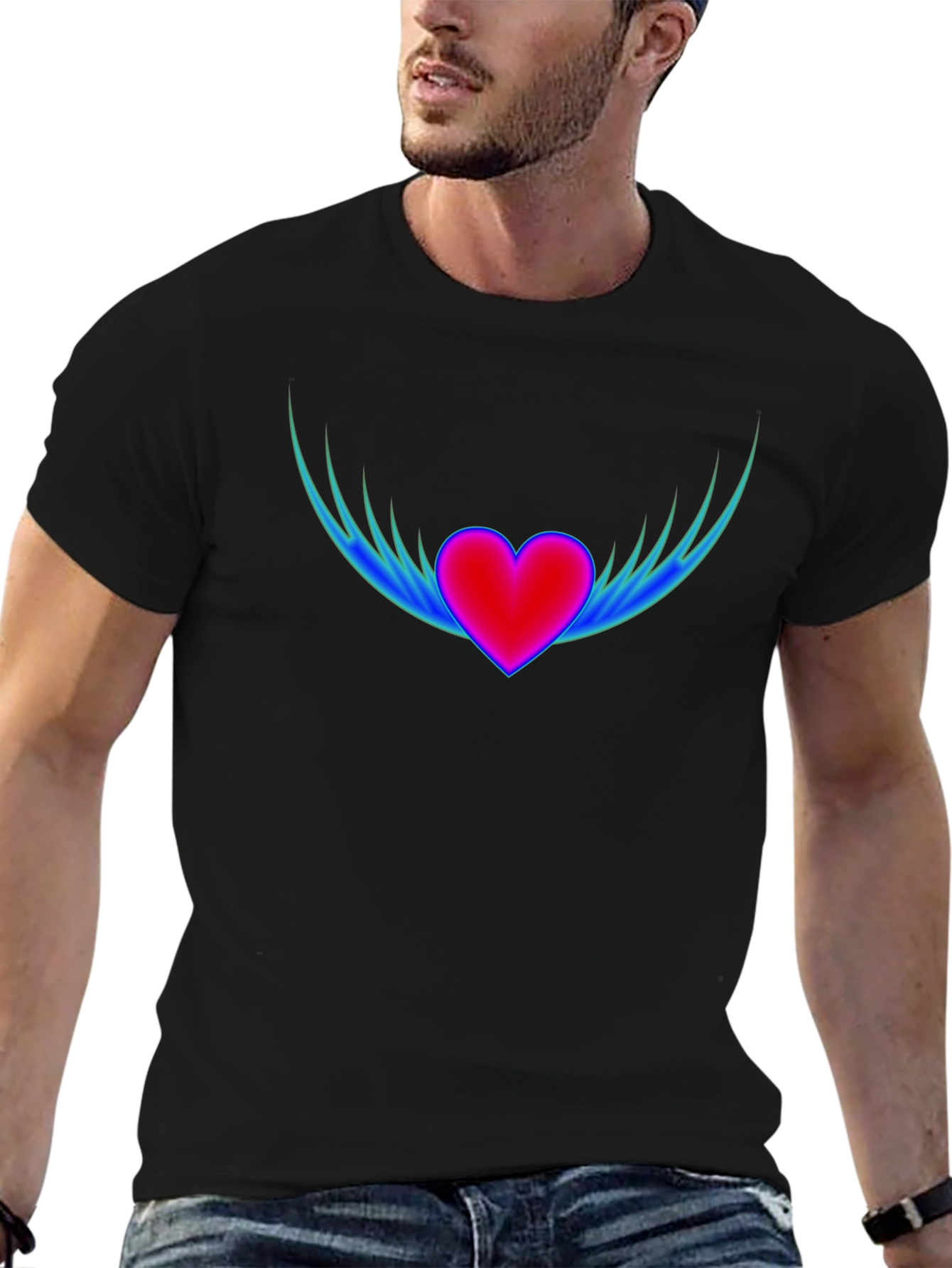 Heart Wings Graphic Tee - Black Casual Shirt