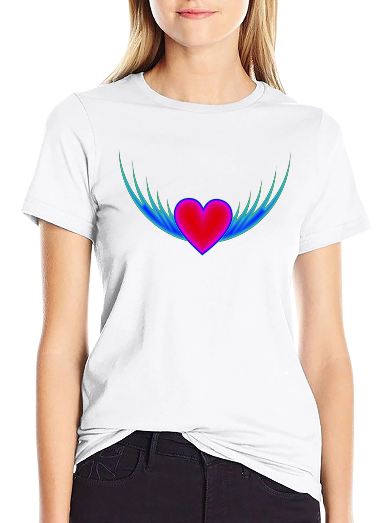 Heart Wings Graphic Tee - Black Casual Shirt
