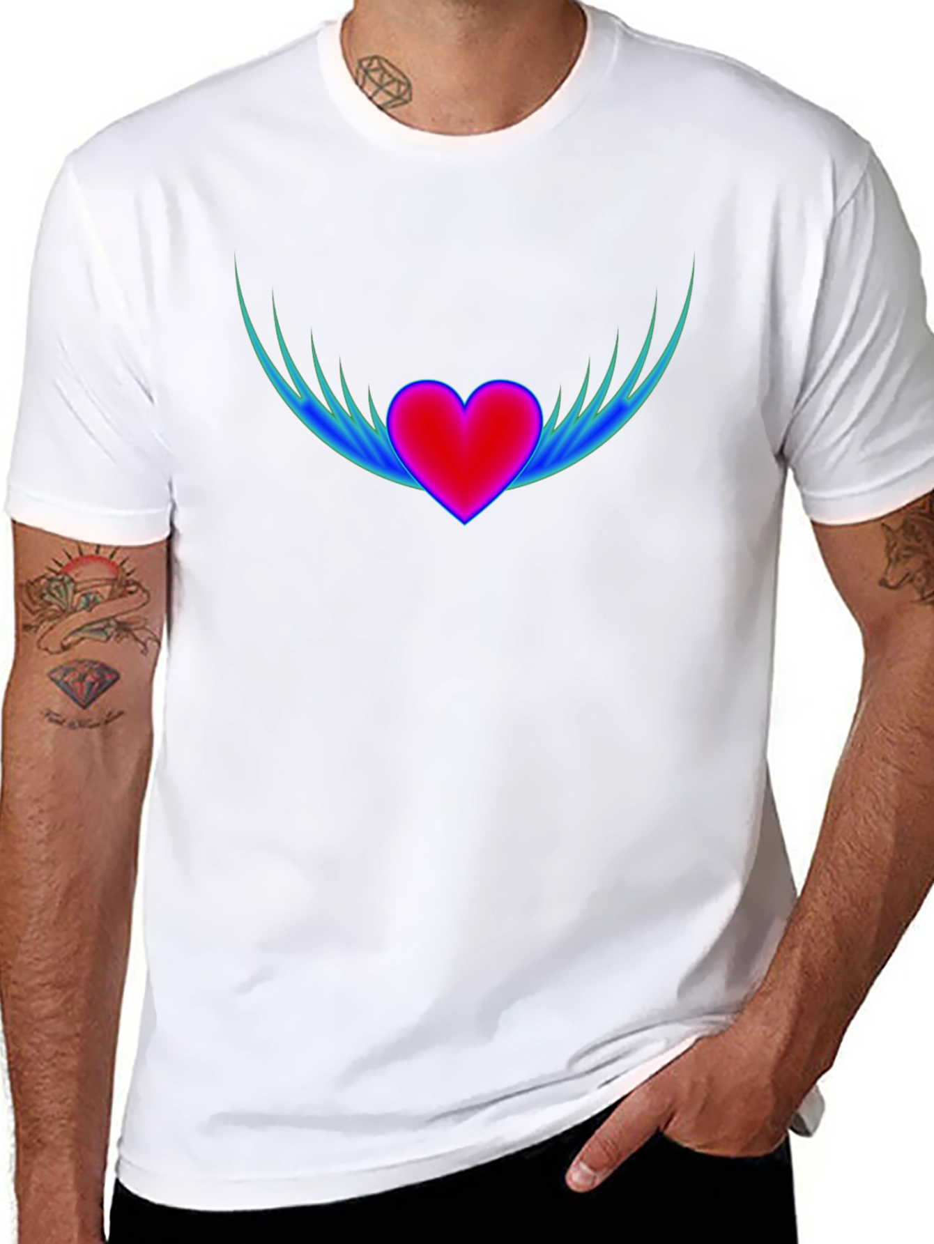 Heart Wings Graphic Tee - Black Casual Shirt