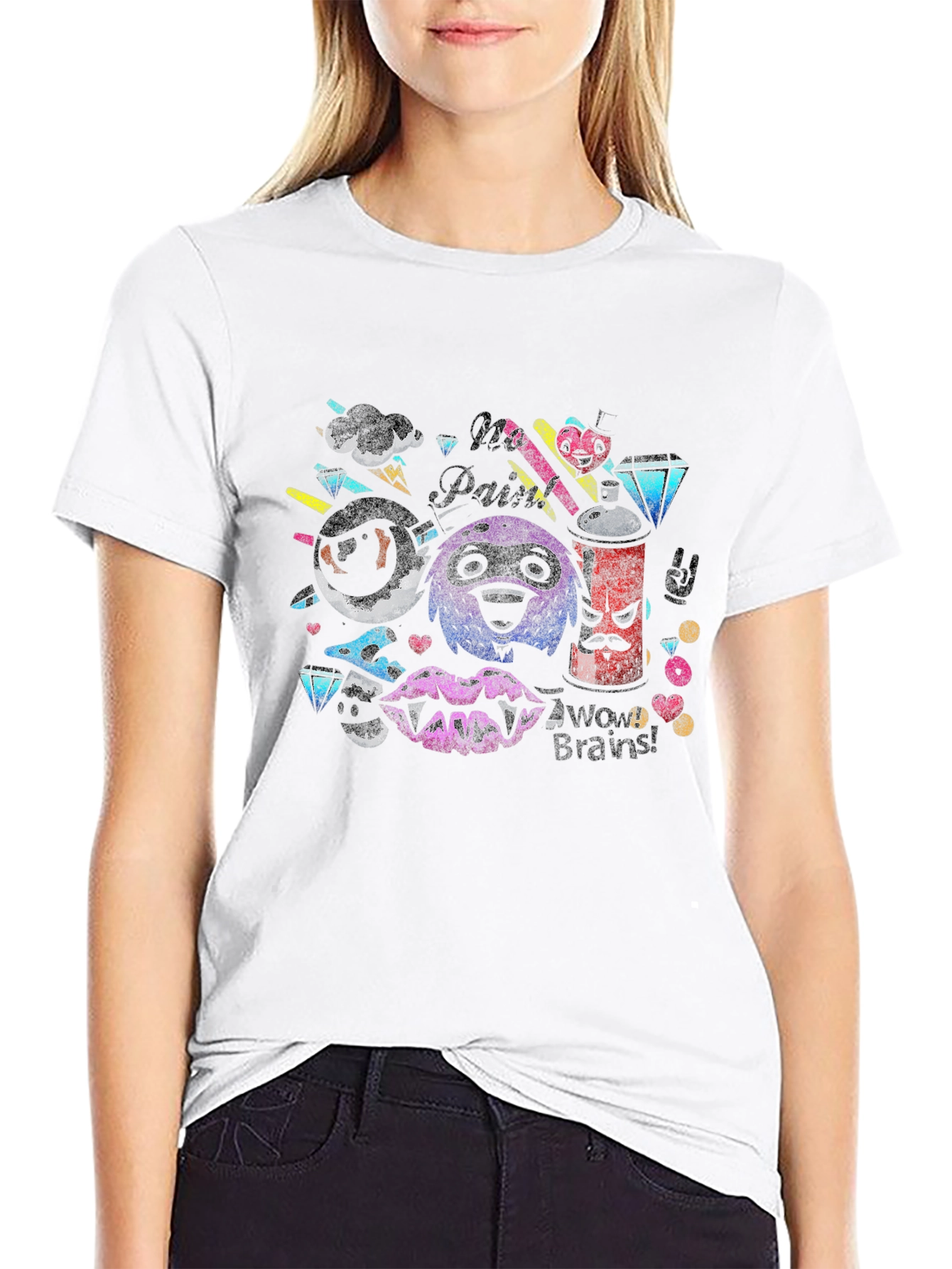 Funky Graphic Print Tee - No Paint No Brains!