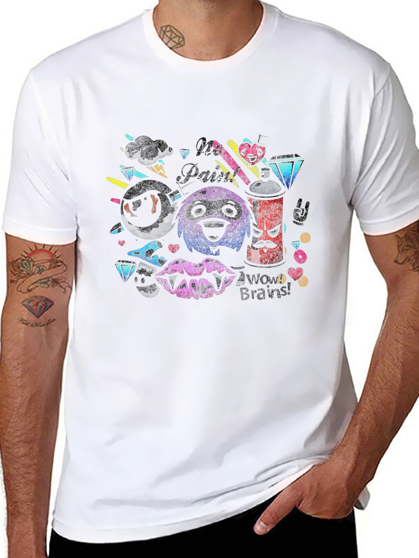 Funky Graphic Print Tee - No Paint No Brains!