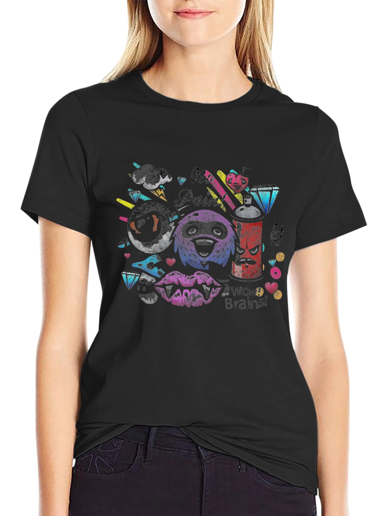 Funky Graphic Print Tee - No Paint No Brains!