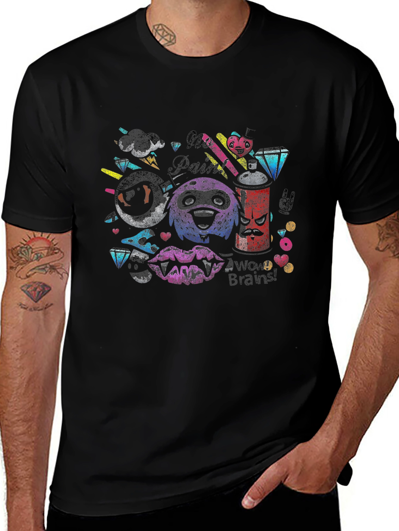 Funky Graphic Print Tee - No Paint No Brains!