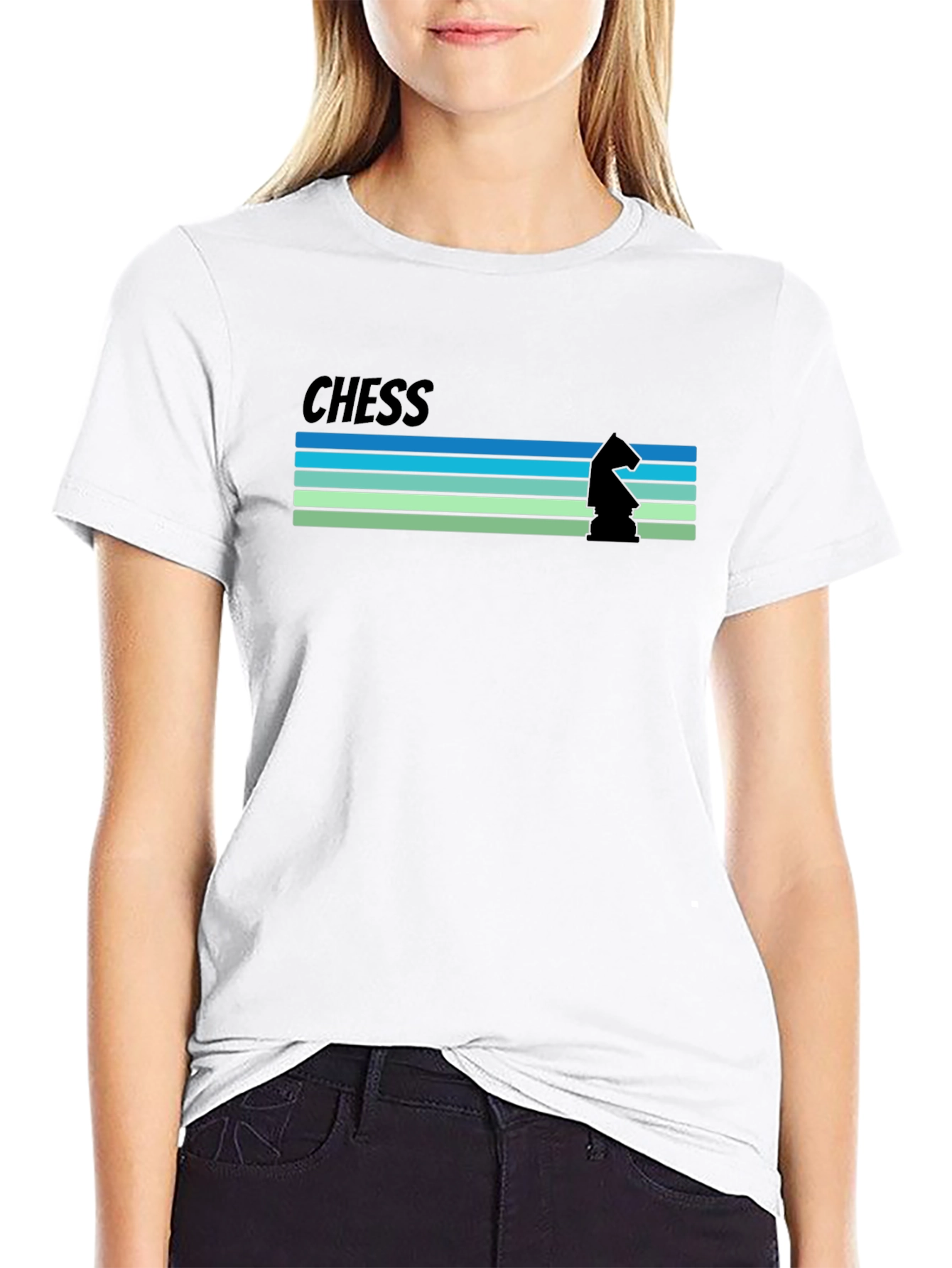 Chess Knight Graphic Tee - Retro Style Mens T-Shirt