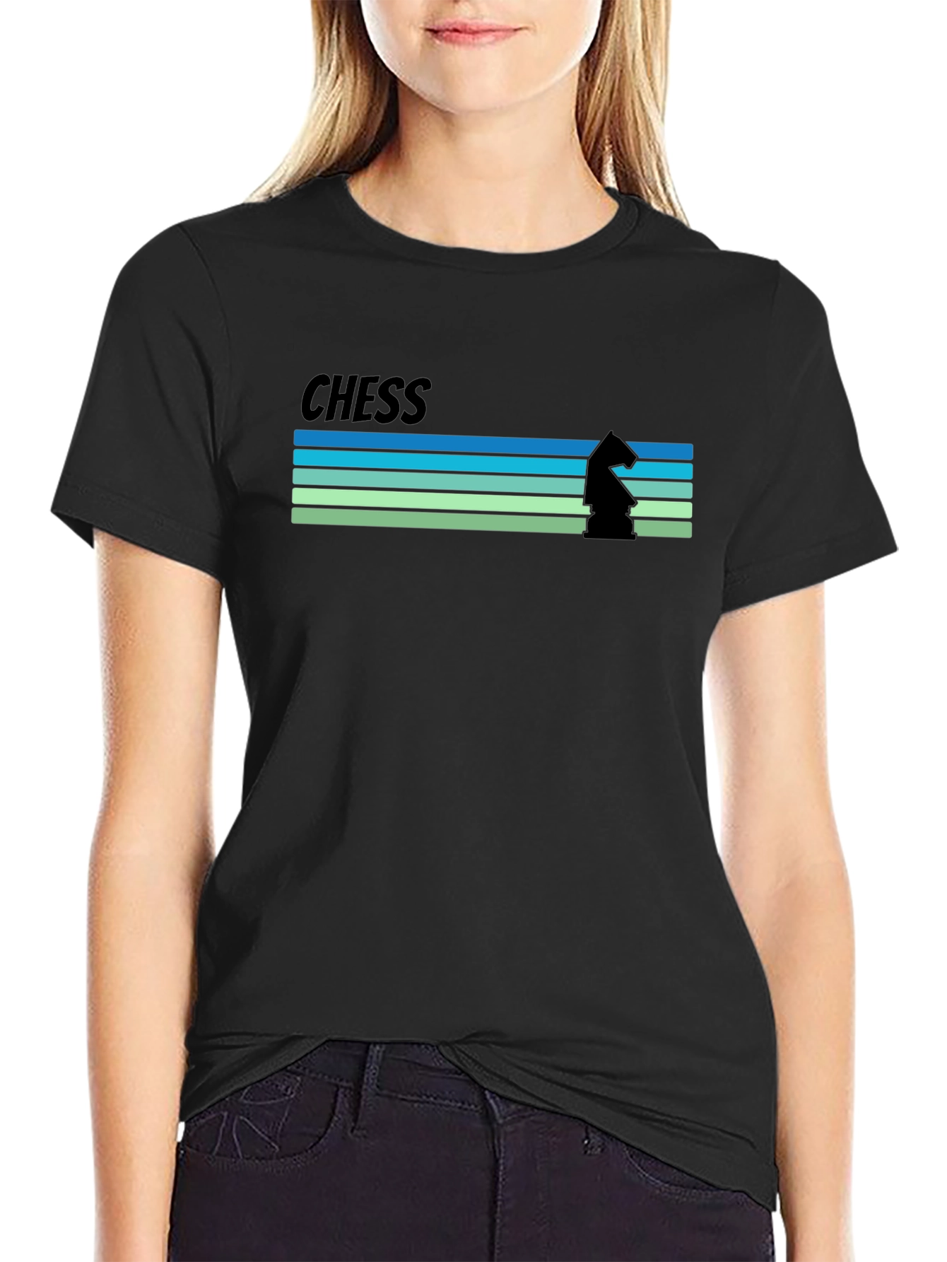 Chess Knight Graphic Tee - Retro Style Mens T-Shirt