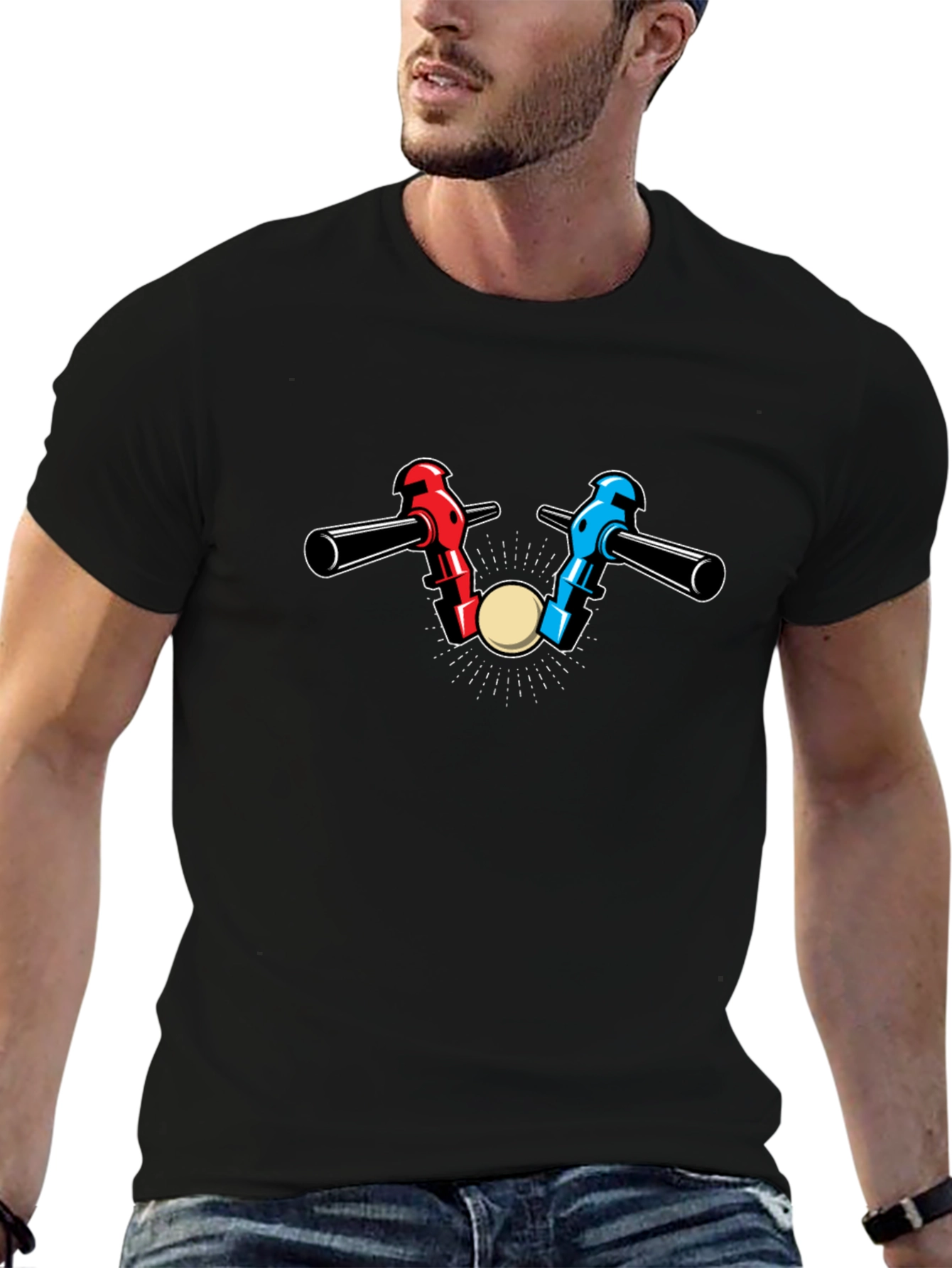 Foosball Table Game Black T-Shirt