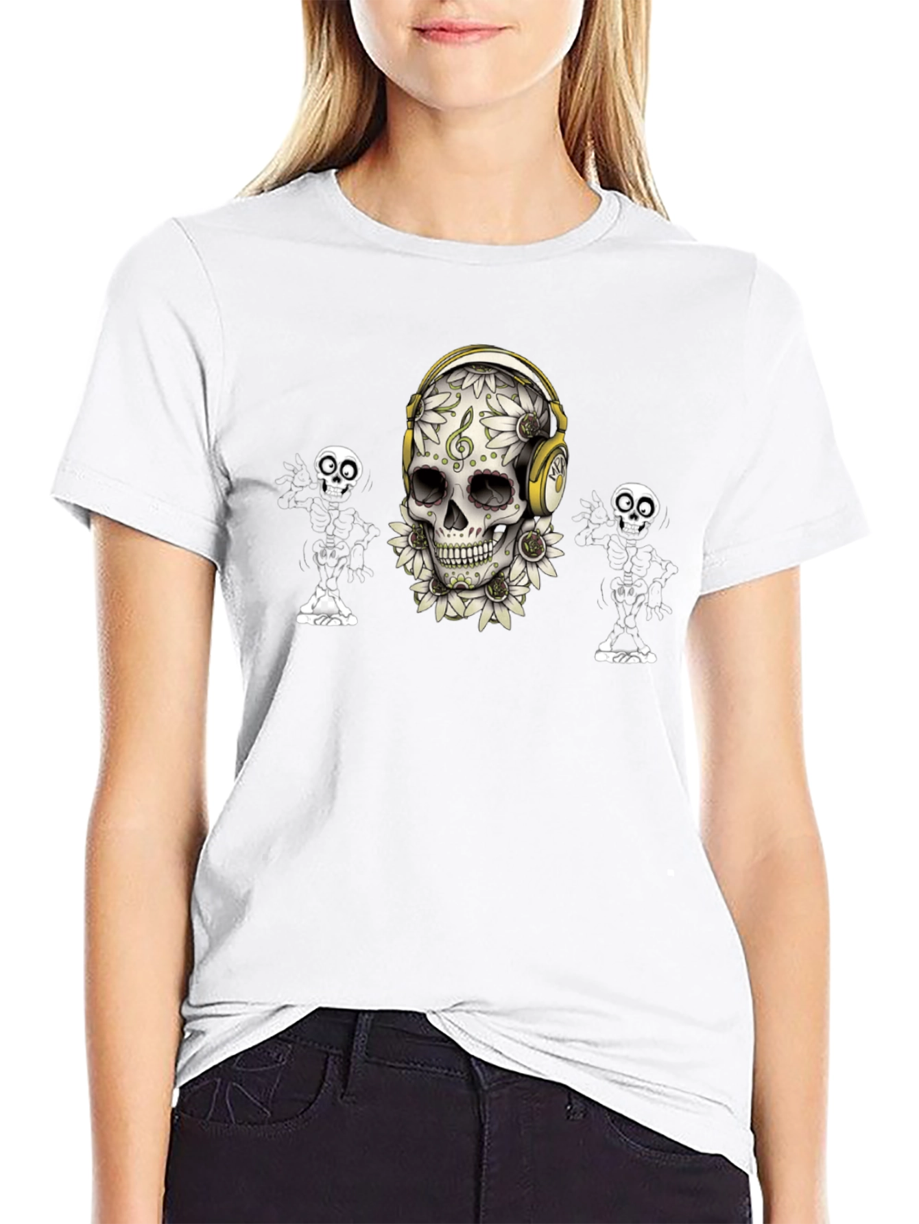 Skull and Skeleton Graphic Print Tee