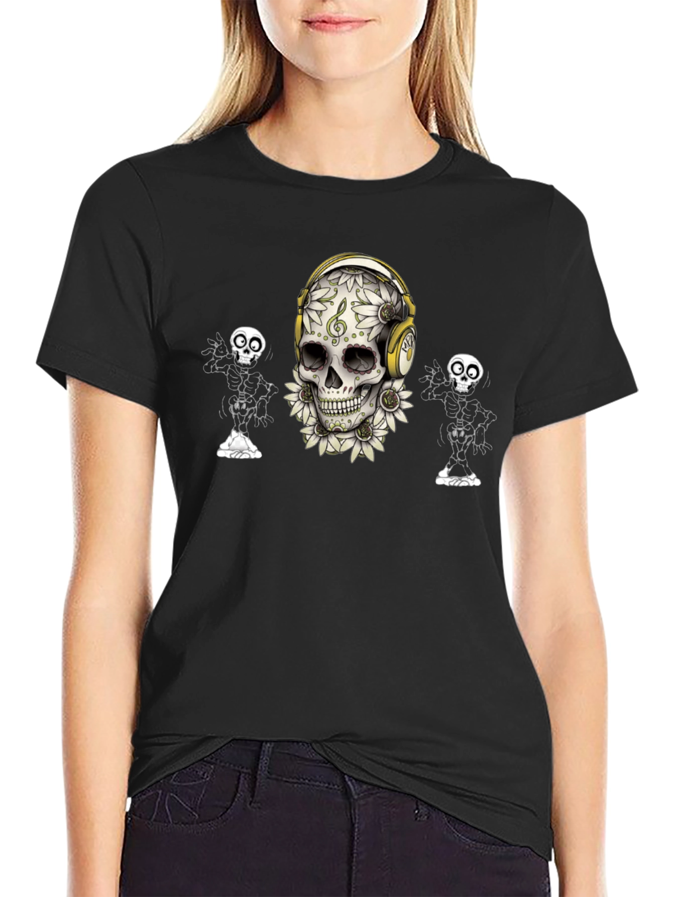 Skull and Skeleton Graphic Print Tee