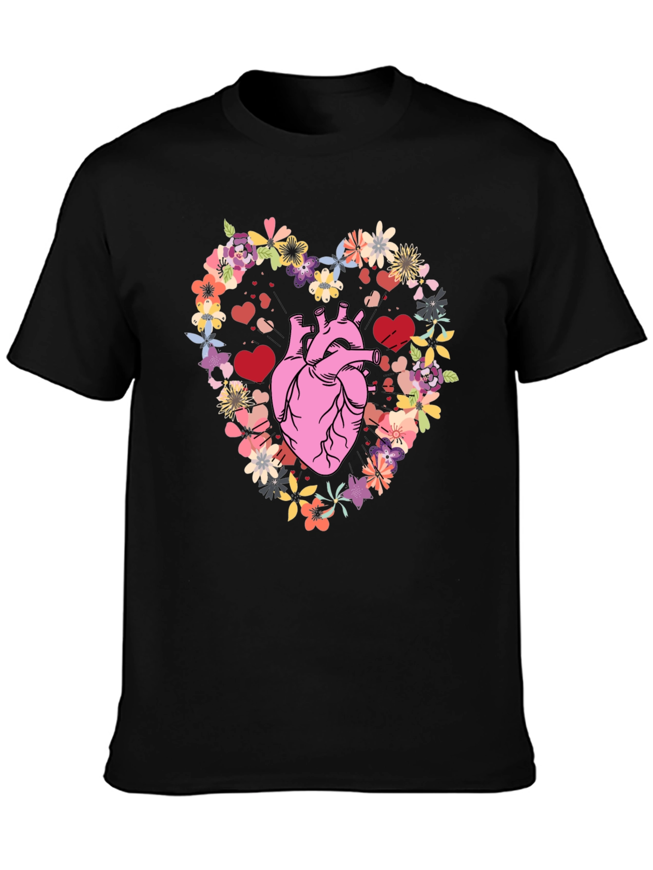 Floral Heart Anatomy T-Shirt - Unique Valentines Gift