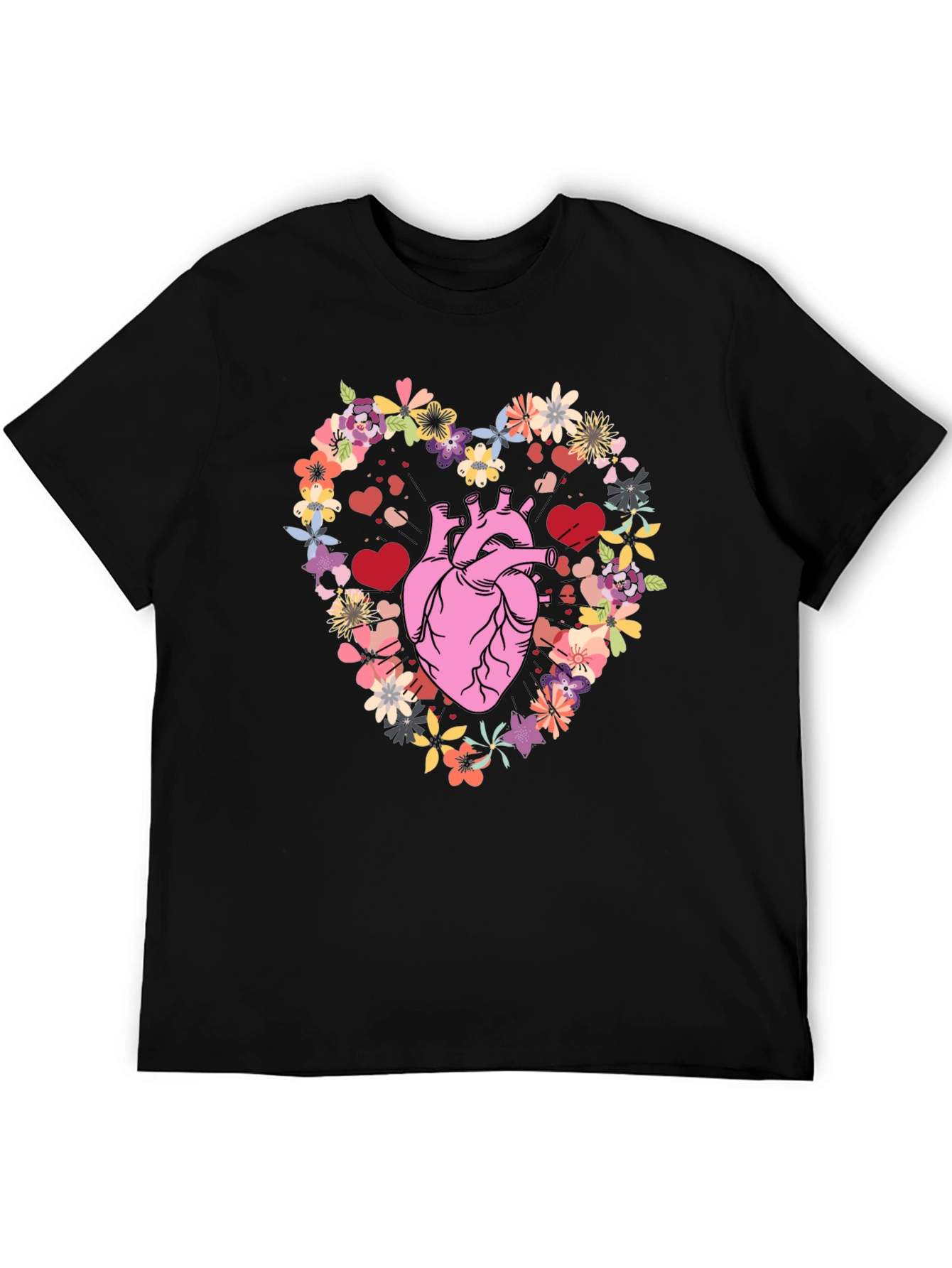 Floral Heart Anatomy T-Shirt - Unique Valentines Gift