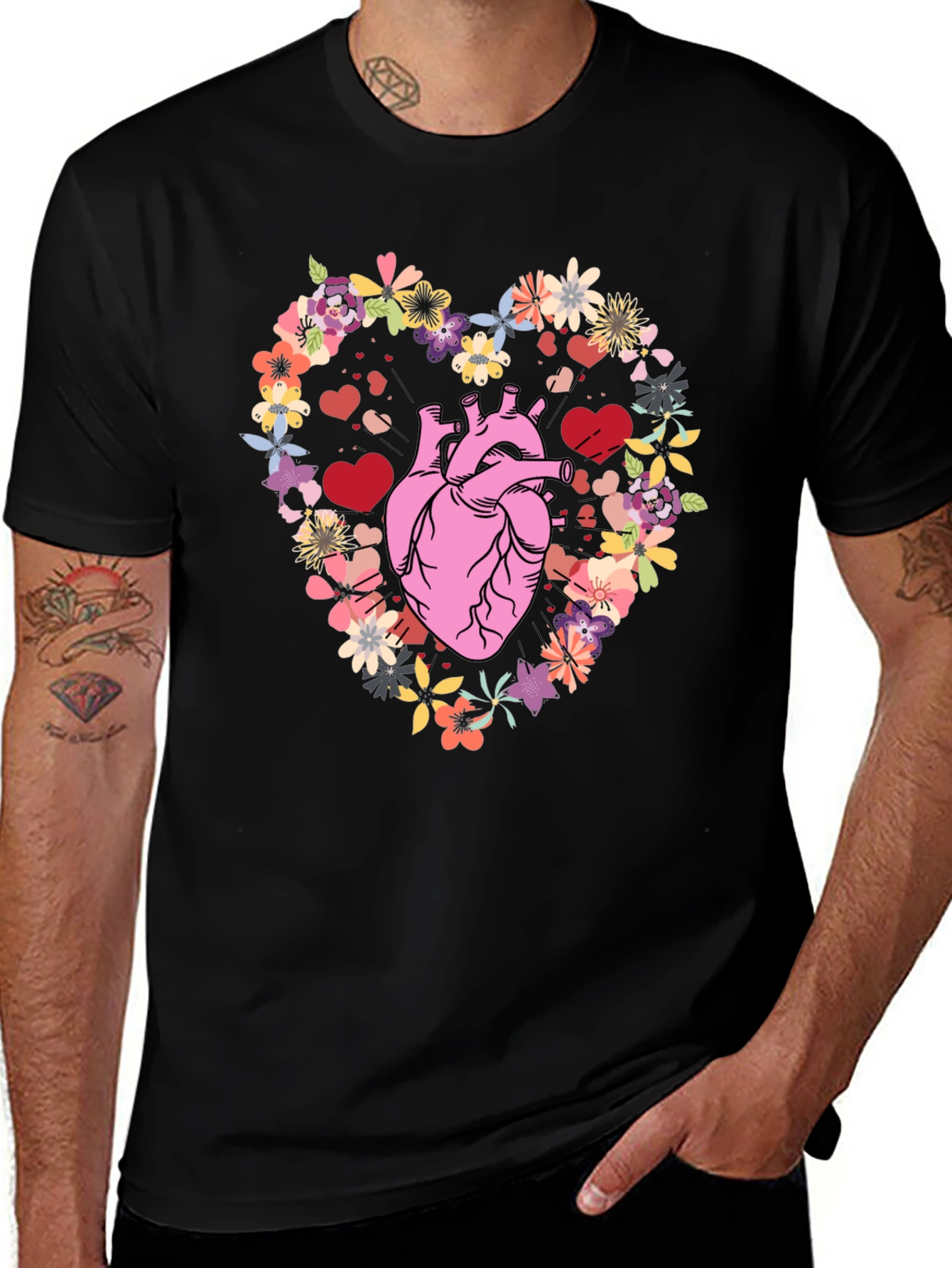 Floral Heart Anatomy T-Shirt - Unique Valentines Gift