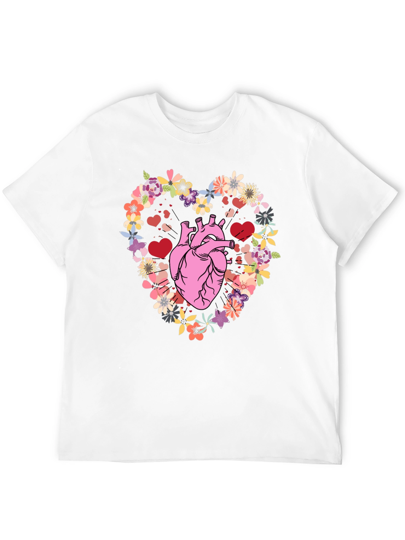 Floral Heart Anatomy T-Shirt - Unique Valentines Gift