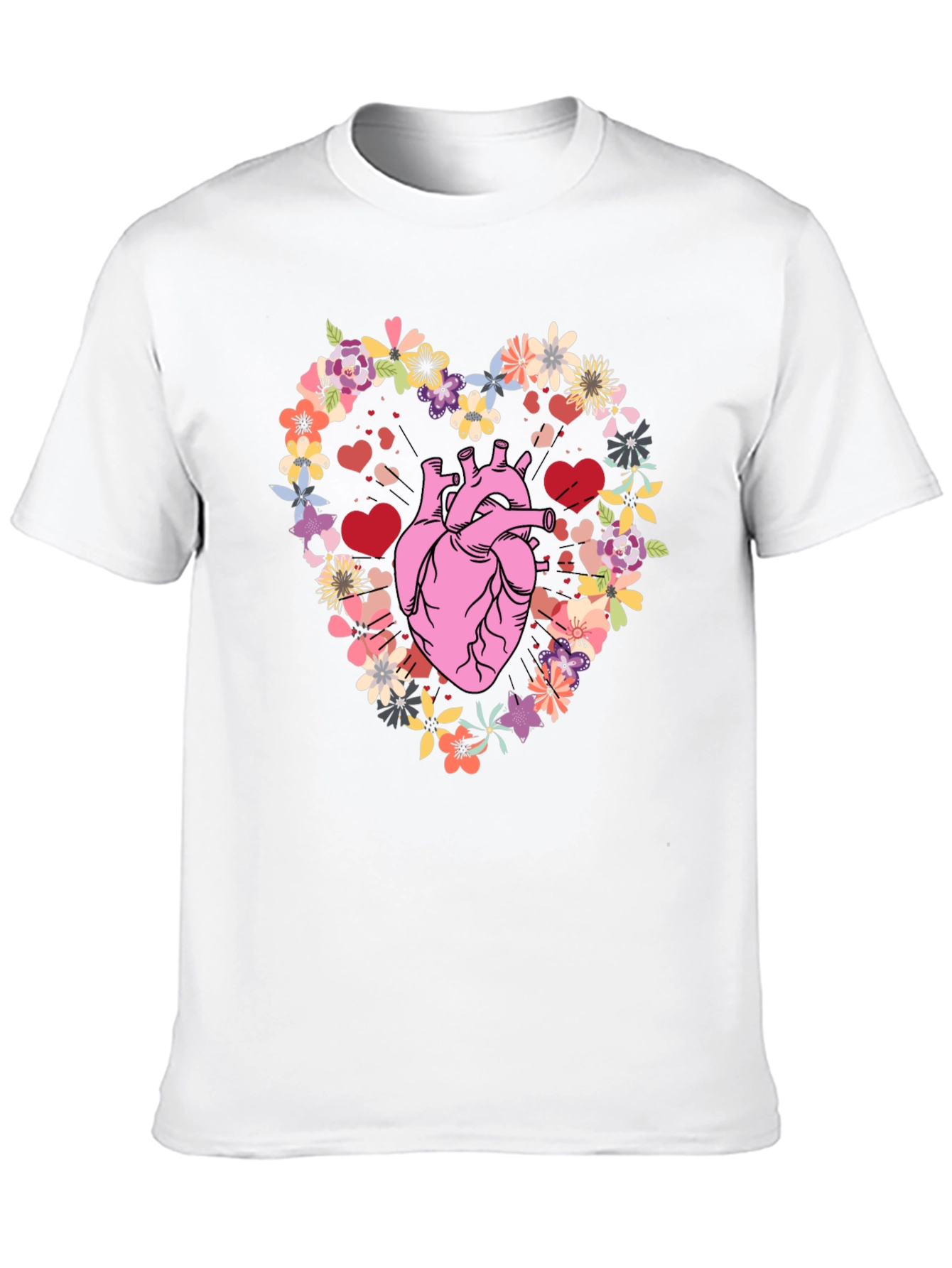 Floral Heart Anatomy T-Shirt - Unique Valentines Gift