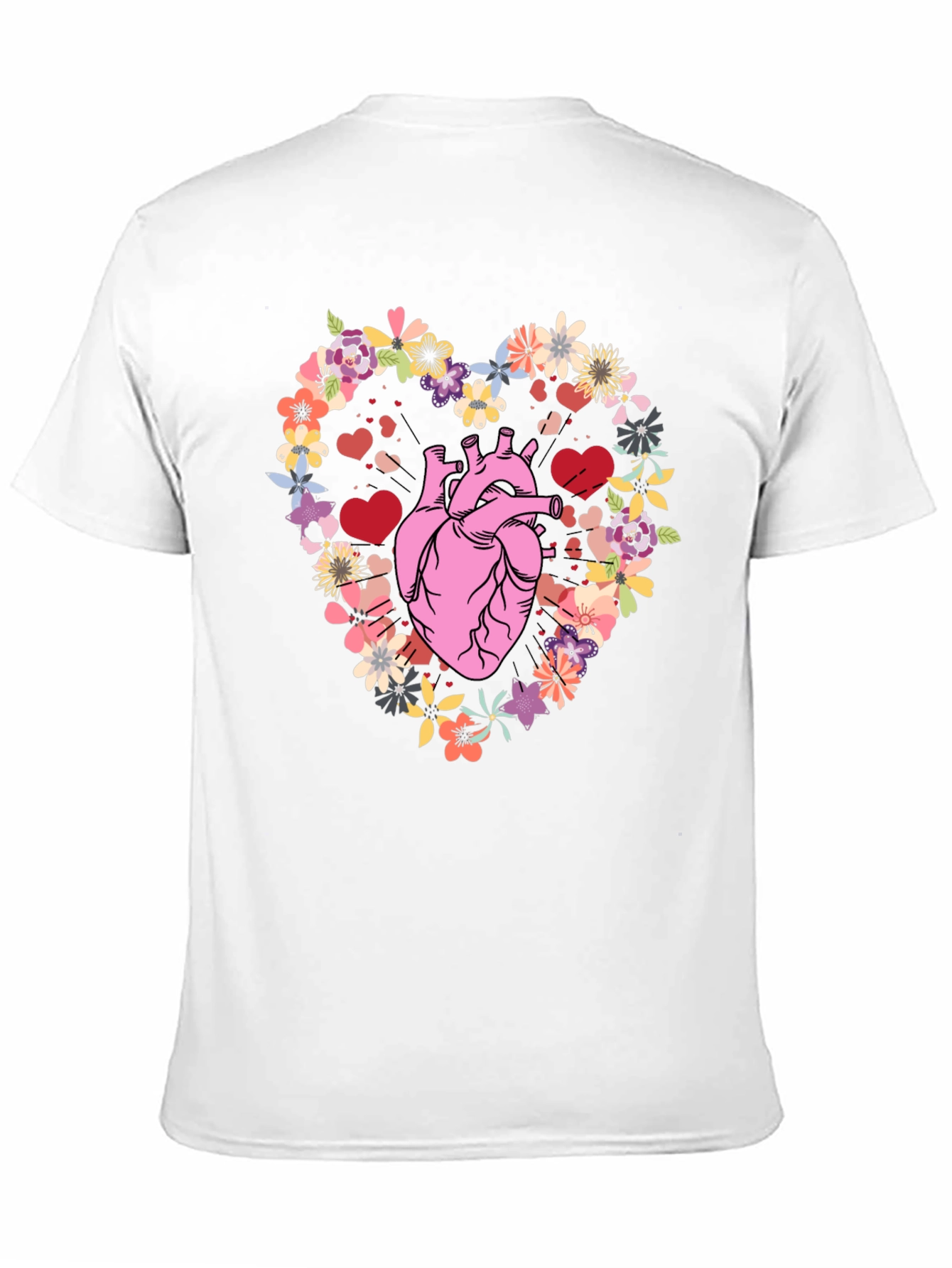 Floral Heart Anatomy T-Shirt - Unique Valentines Gift