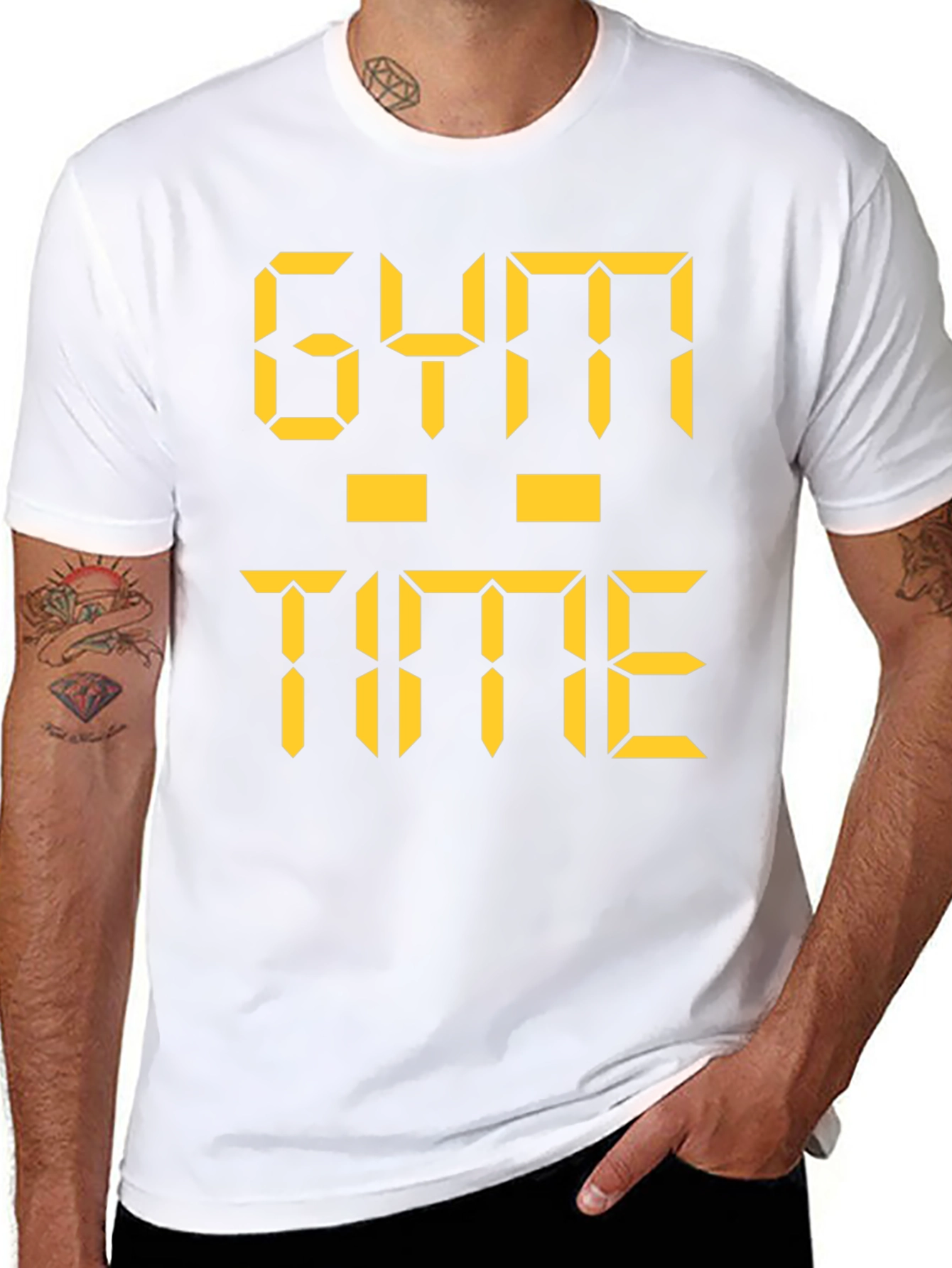 Gym Time Digital Print Black T-Shirt