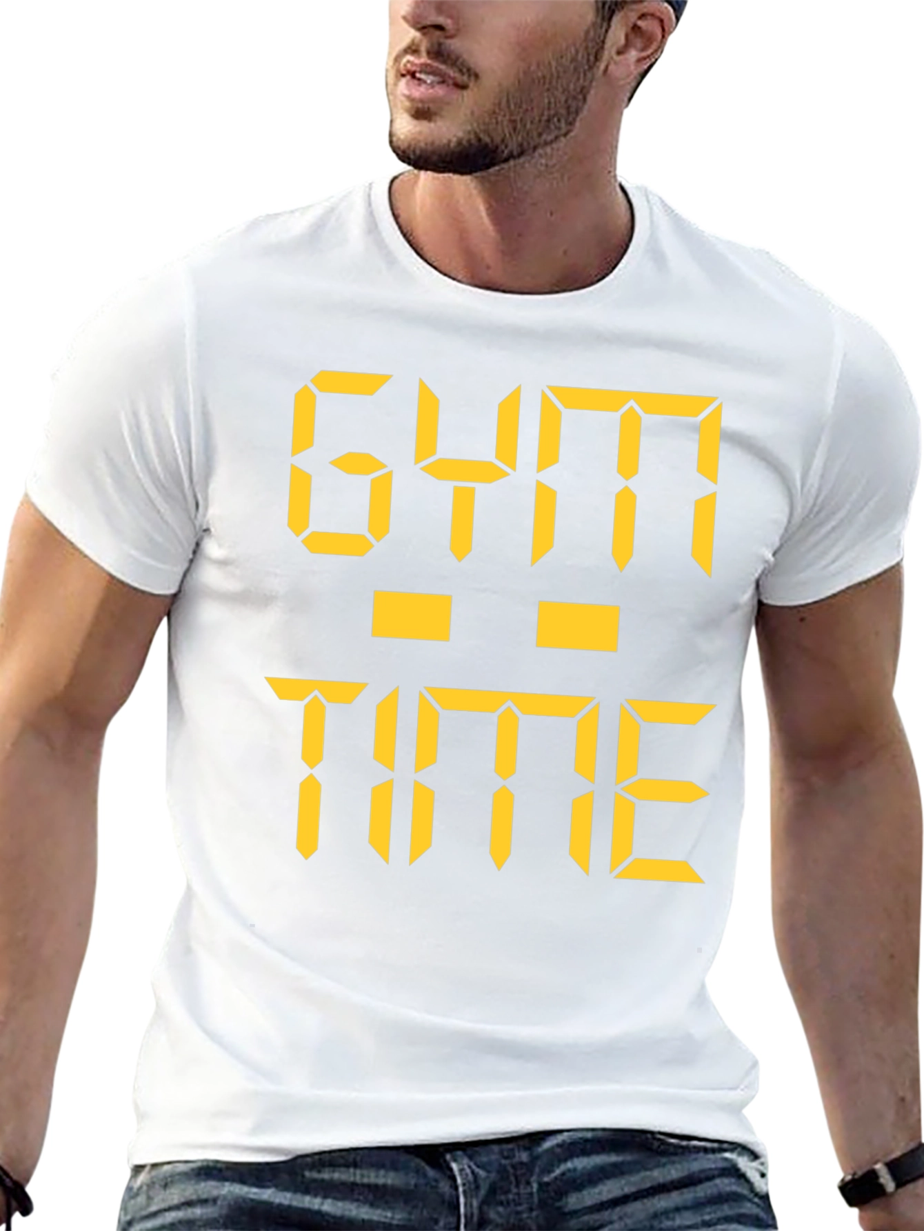 Gym Time Digital Print Black T-Shirt