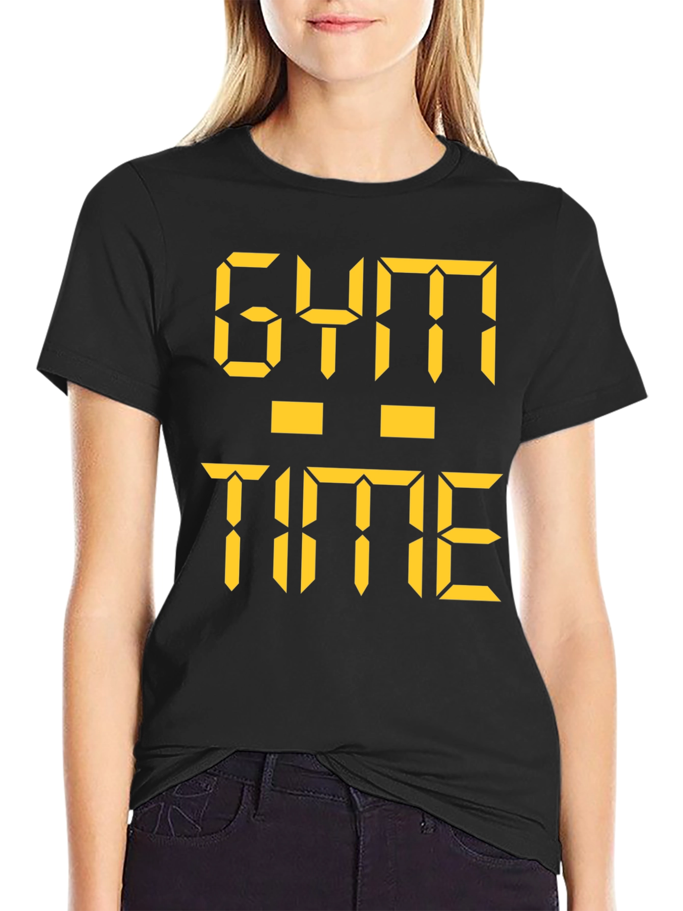Gym Time Digital Print Black T-Shirt