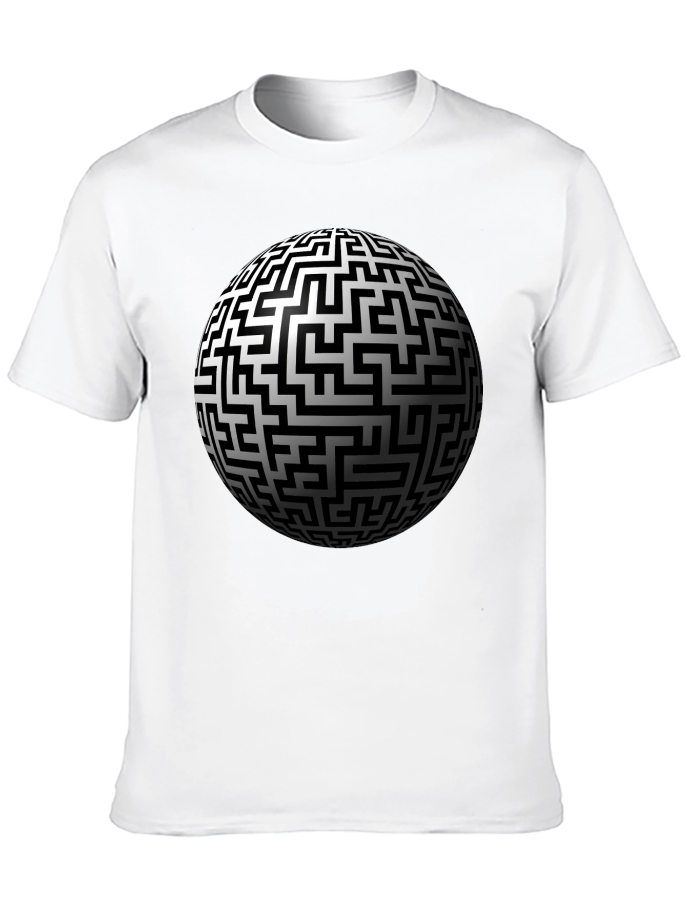 Maze Sphere Graphic Tee - Black Cotton Casual Wear