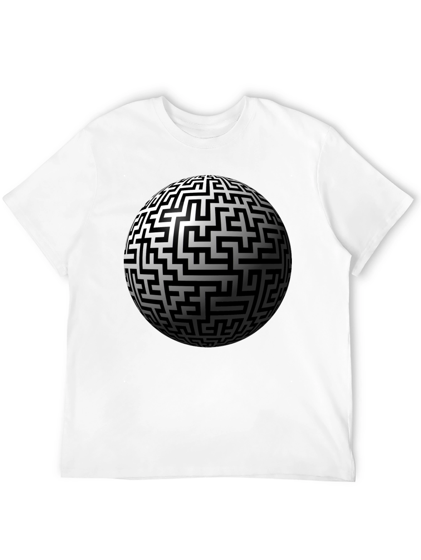 Maze Sphere Graphic Tee - Black Cotton Casual Wear