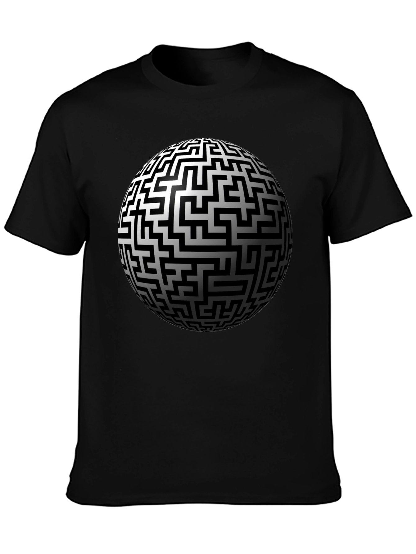 Maze Sphere Graphic Tee - Black Cotton Casual Wear