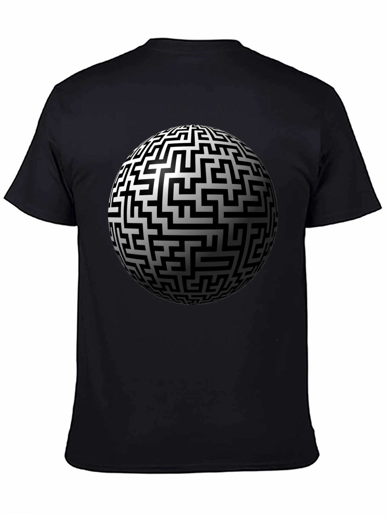 Maze Sphere Graphic Tee - Black Cotton Casual Wear