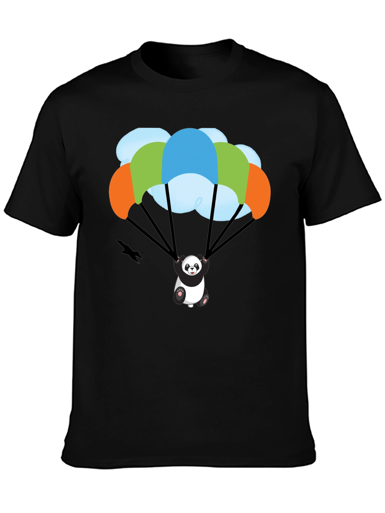 Panda Parachute T-Shirt - Black Graphic Tee