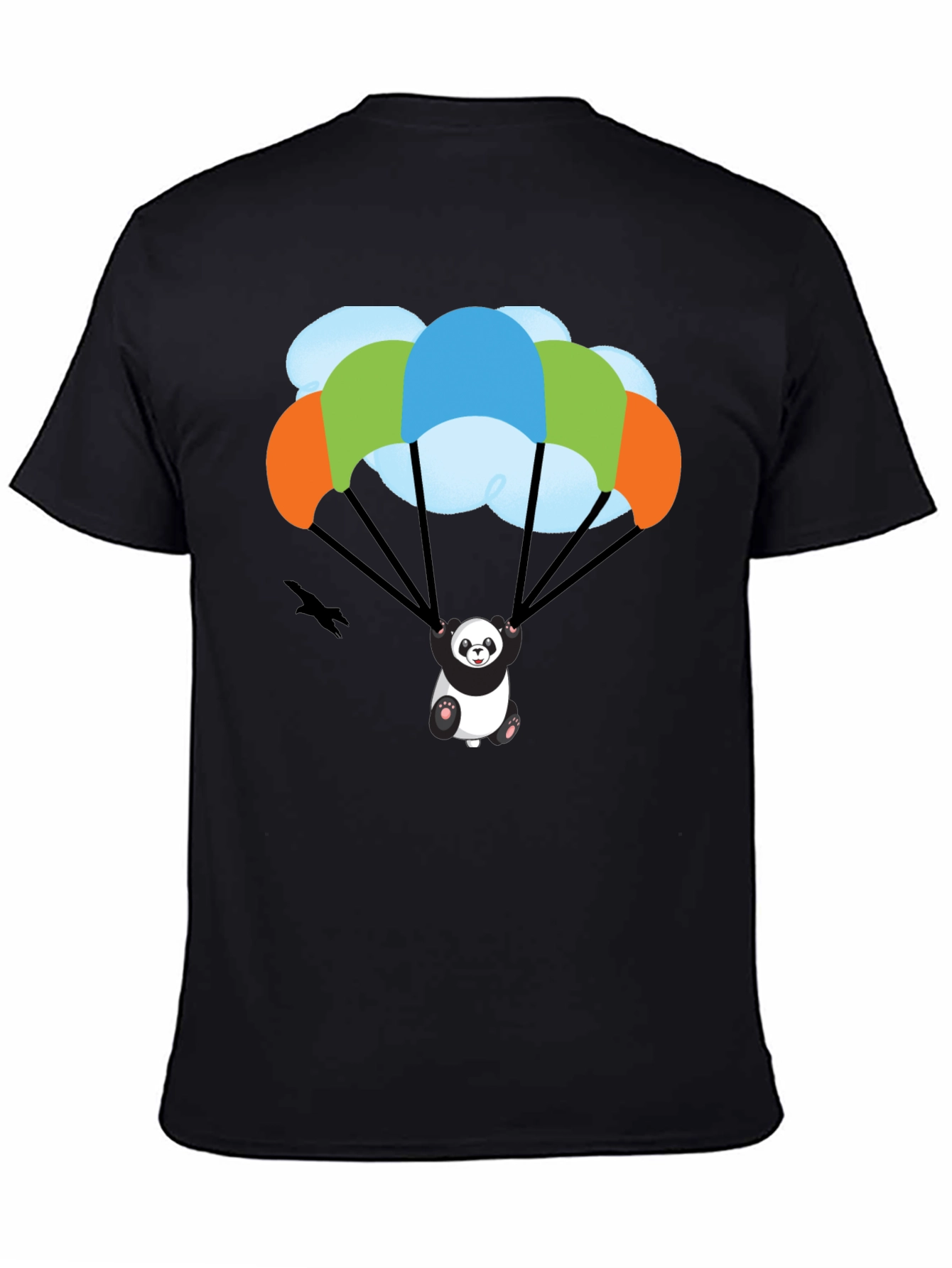 Panda Parachute T-Shirt - Black Graphic Tee