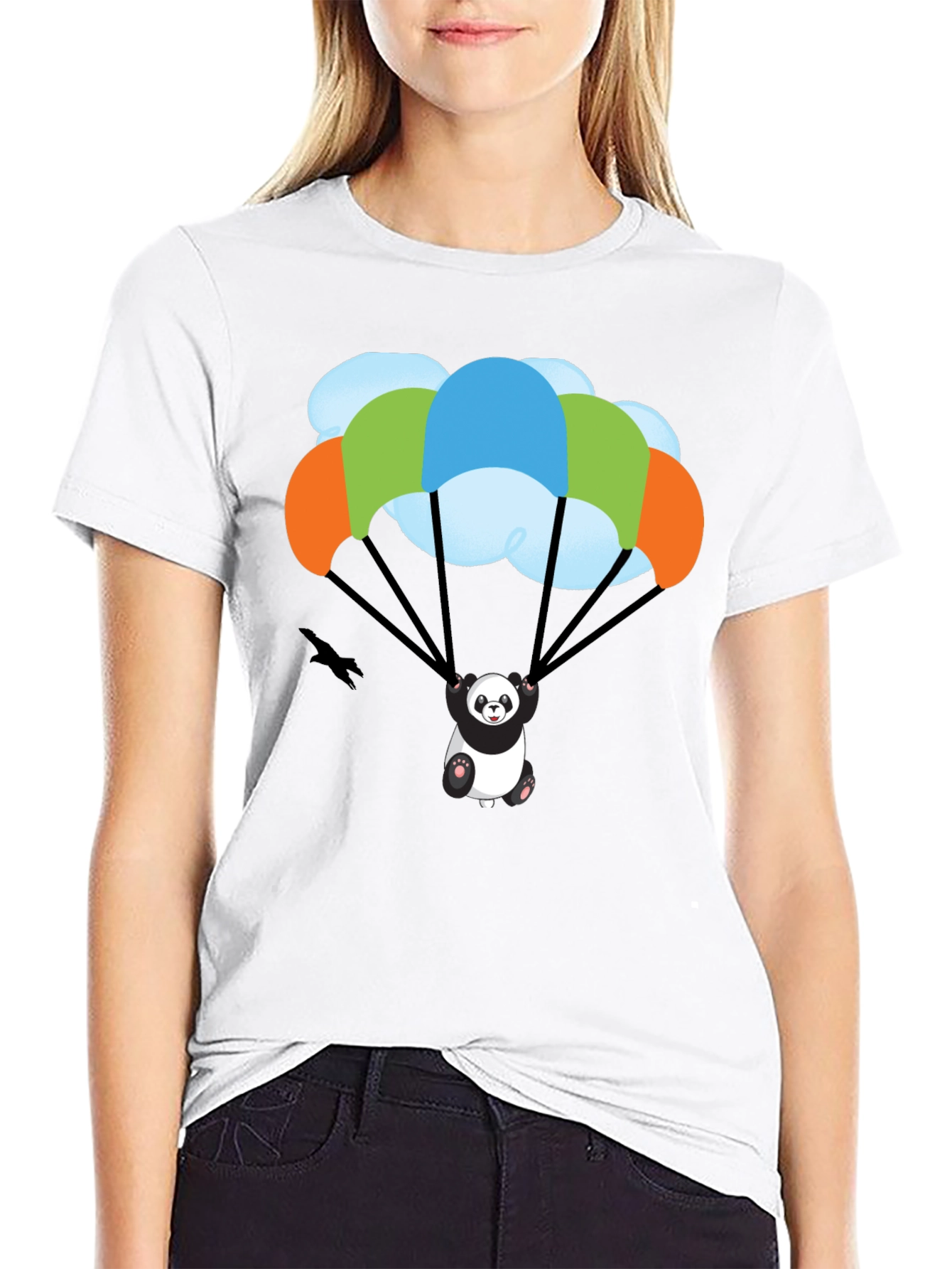Panda Parachute T-Shirt - Black Graphic Tee