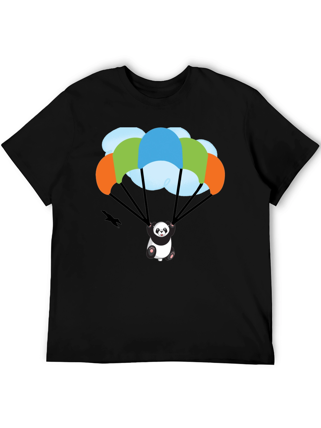 Panda Parachute T-Shirt - Black Graphic Tee