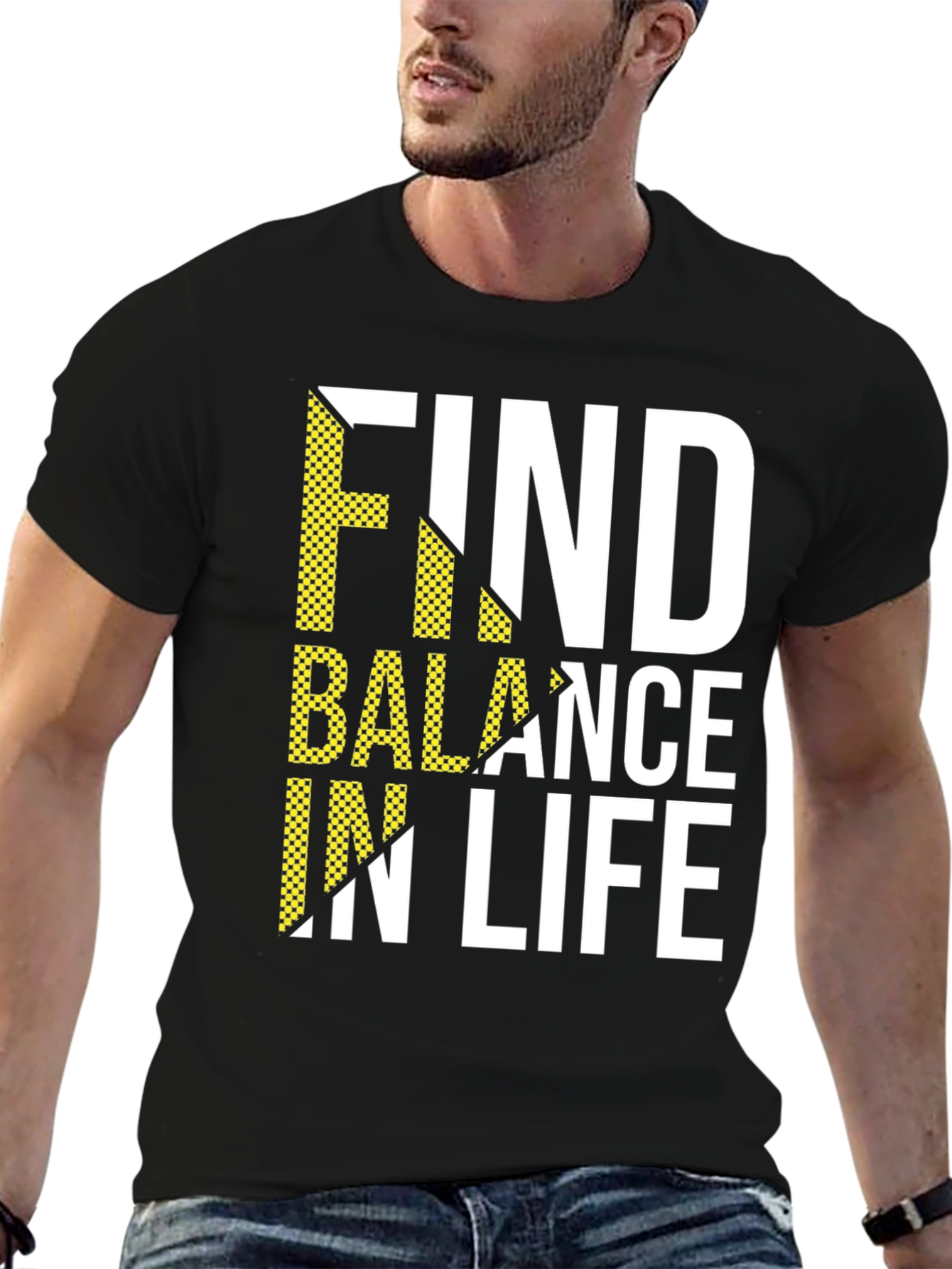 Find Balance in Life Black Graphic T-Shirt