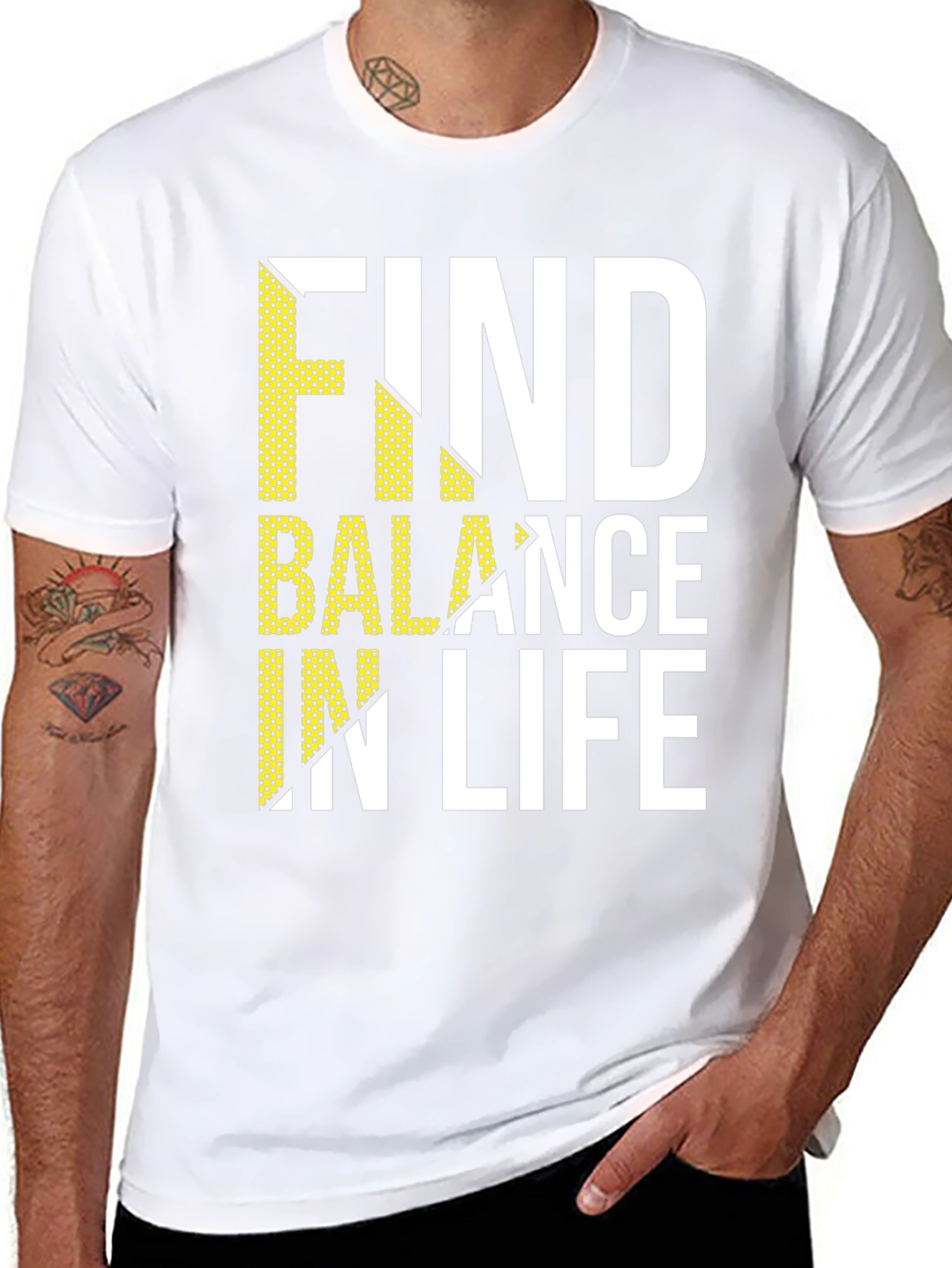 Find Balance in Life Black Graphic T-Shirt