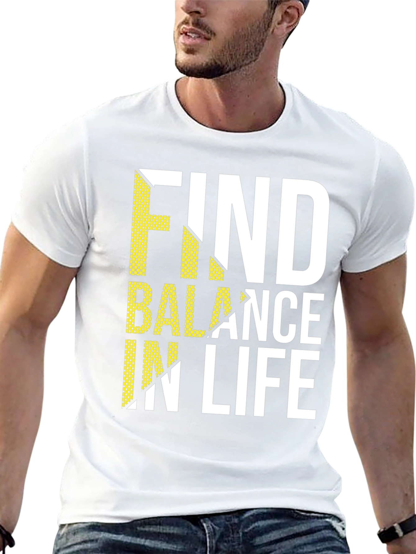 Find Balance in Life Black Graphic T-Shirt