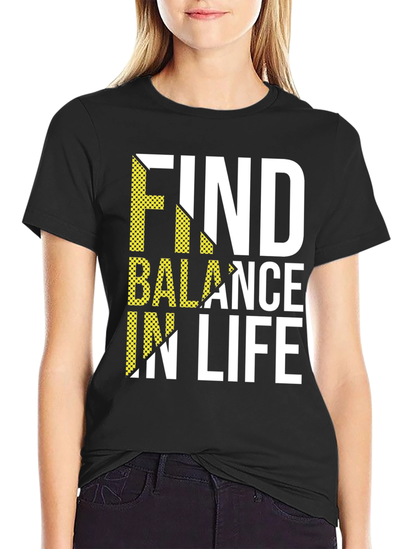 Find Balance in Life Black Graphic T-Shirt